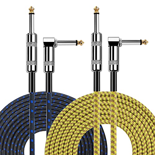 Premium YUEER Coiled Guitar Cable 10ft & 20ft - High-Quality Bass Amp Instrument Cable for Electric Guitar, Bass, and Audio Equipment | Perfect for Live Performances, Studio Recording & Home Practice
