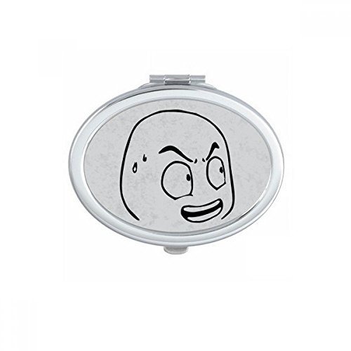 DIYthinker Portable Foldable Double-Sided Oval Makeup Mirror - Black Happy & Astonished Design for Travel, Home Vanity, and Professional Makeup Artists