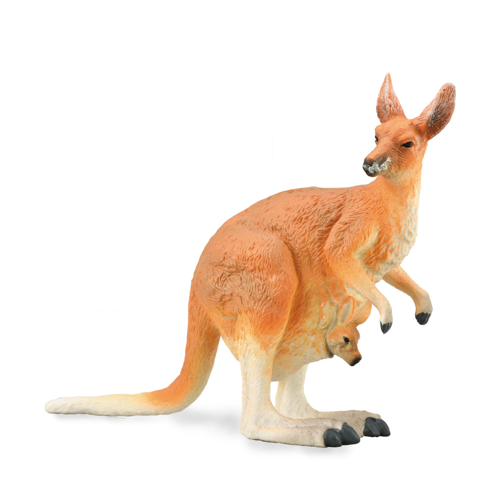 CollectA Red Kangaroo Female with Joey - Realistic Marsupial Animal Figurine for Kids, Educational Wildlife Toy, Perfect for School Projects & Nature Play Scenes