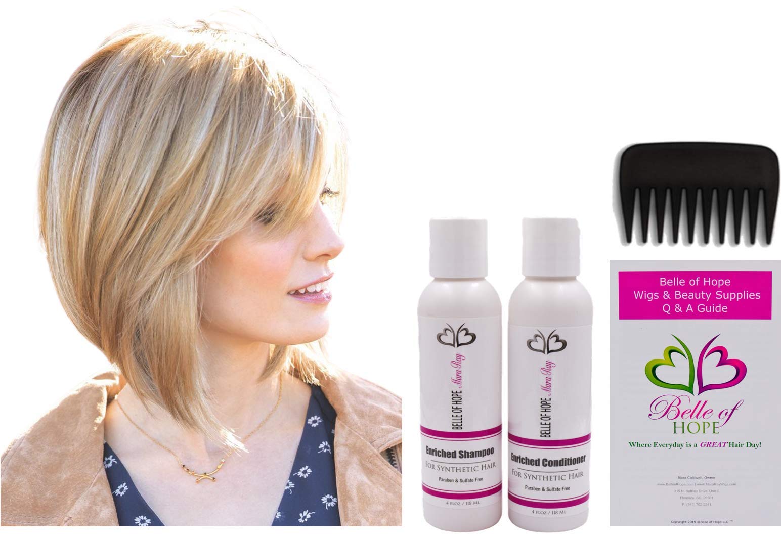 Amore CODI Double Mono Synthetic Wig 5-Piece Bundle with Mara Ray Shampoo, Conditioner, Wide Tooth Comb & 19-Page Guide - Razberry Ice | Perfect for Cosplay, Costume Parties & Everyday Styling