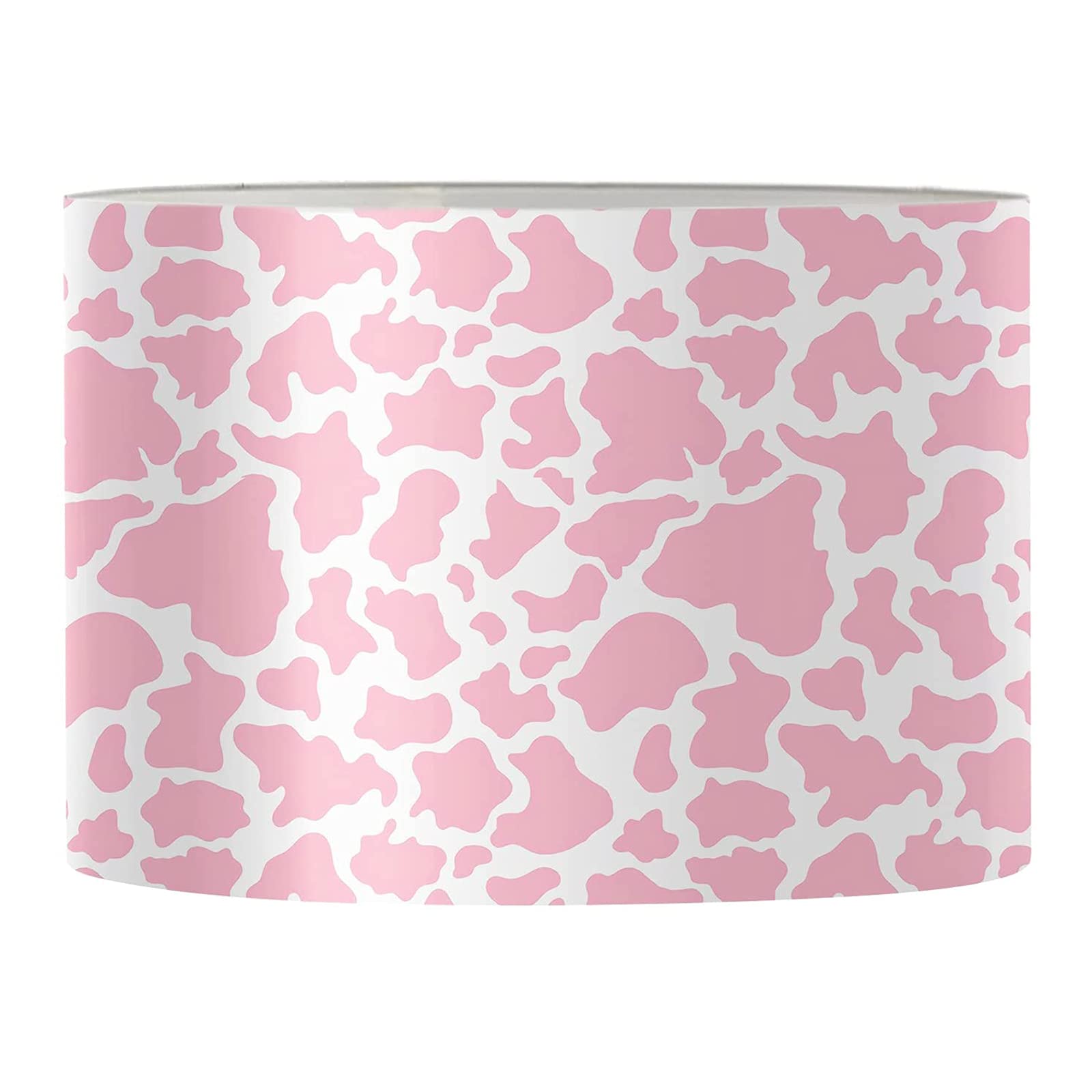 Jeiento Pink Cow Print Fabric Drum Lampshade 11.2
