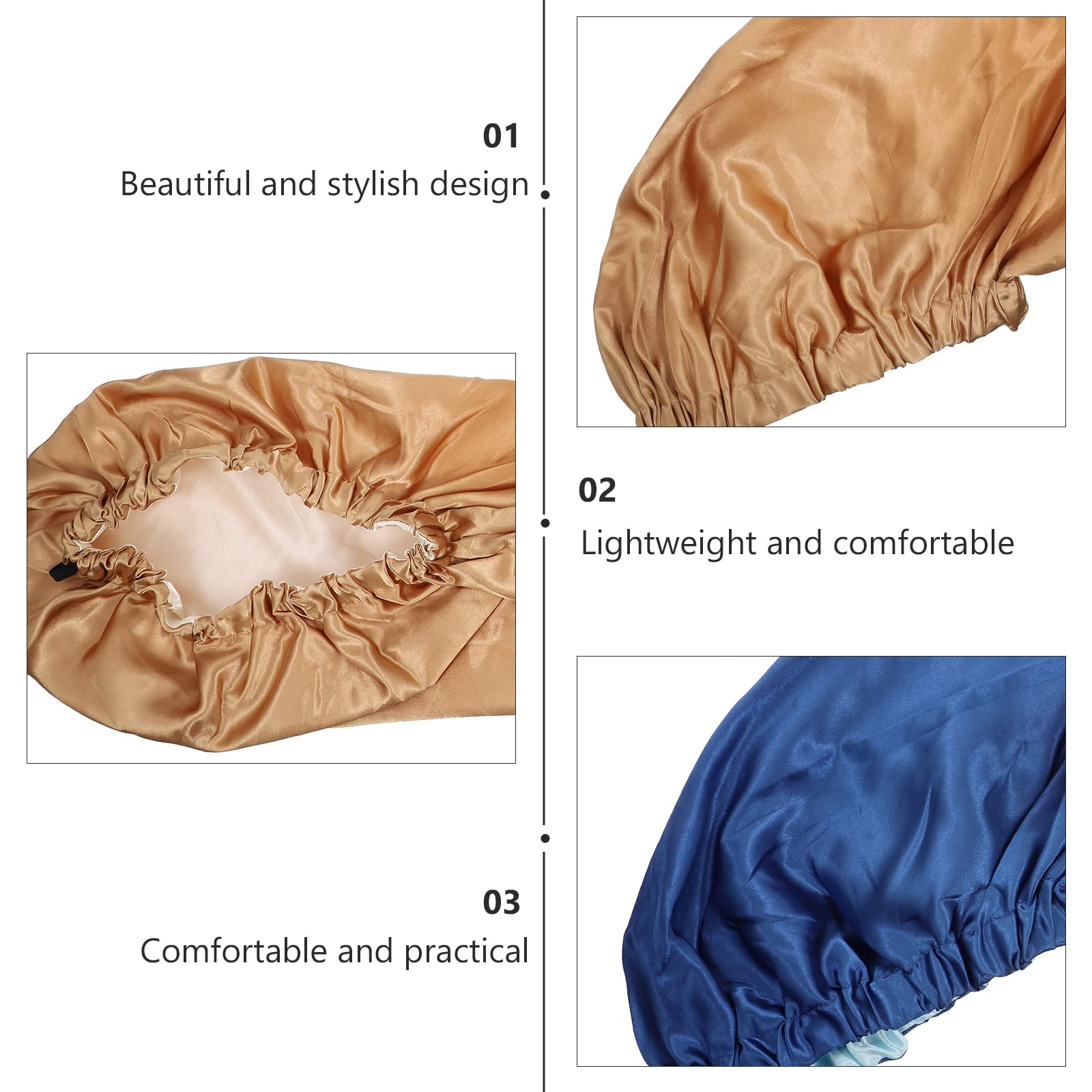 EXCLUZO 2 Pack Waterproof Shower Caps for Women - Soft Elastic Bathing & Hairdressing Caps for Home, Salon & Travel Use