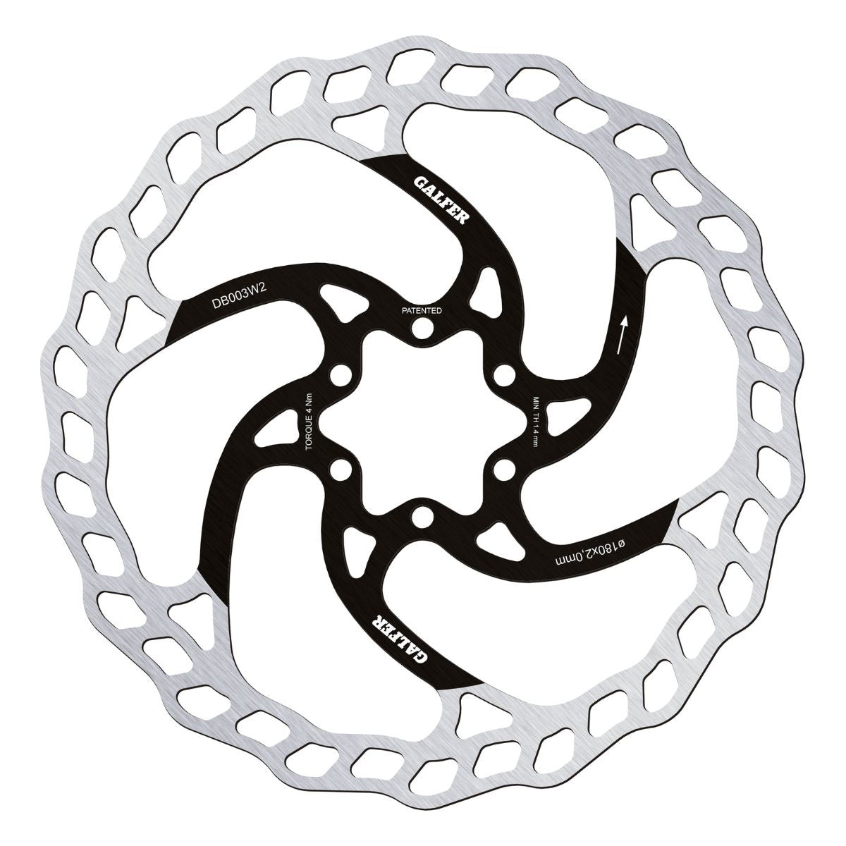 Galfer MTB Wave Disc Rotor - 6 Bolt 2mm Thick - High Performance Mountain Bike Brake Rotor for Trail & Downhill Riding