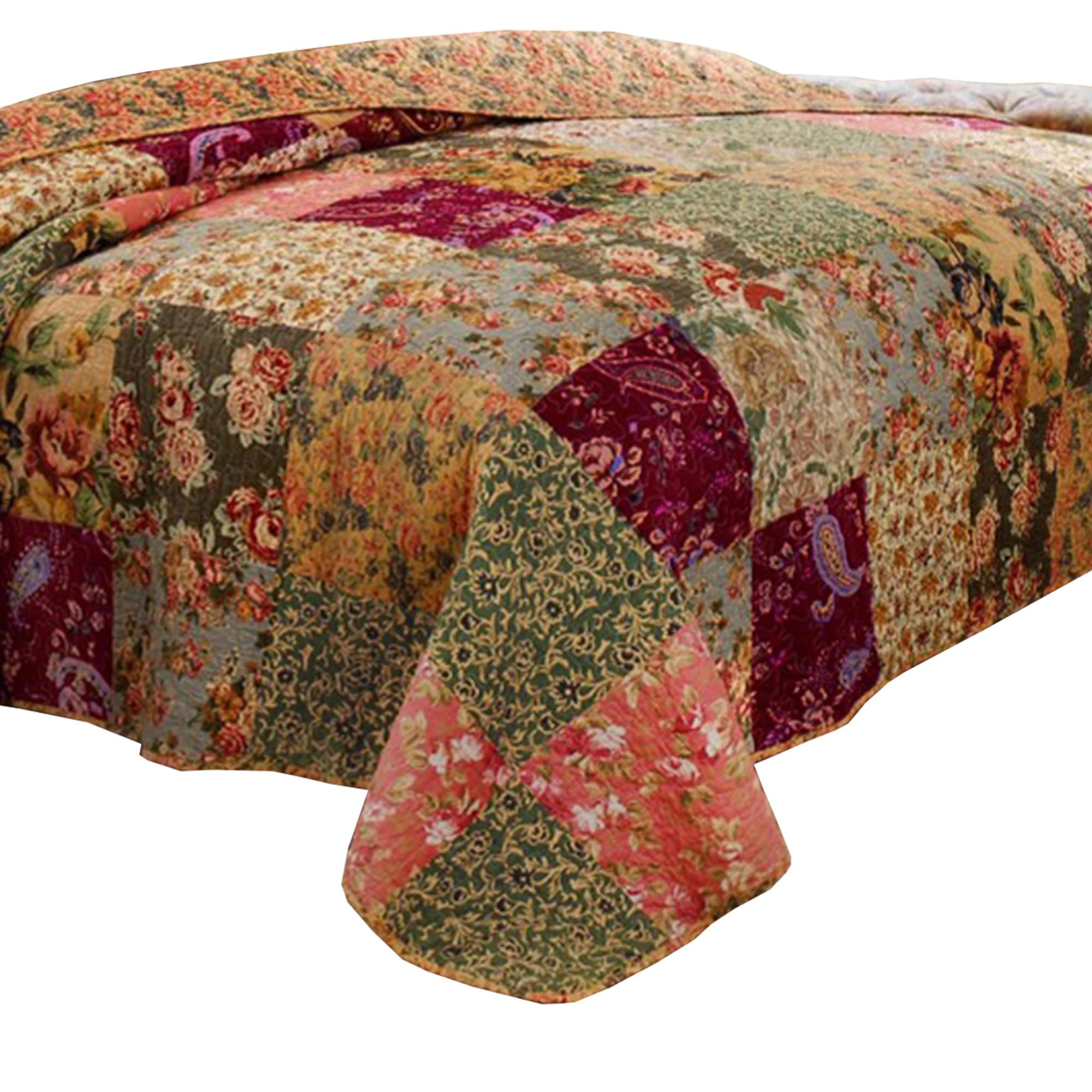 Benjara Kamet 2-Piece Twin Size Floral Printed Bedspread Set - Soft Fabric Bedding for Girls Room, Dorm Decor & Guest Bedroom