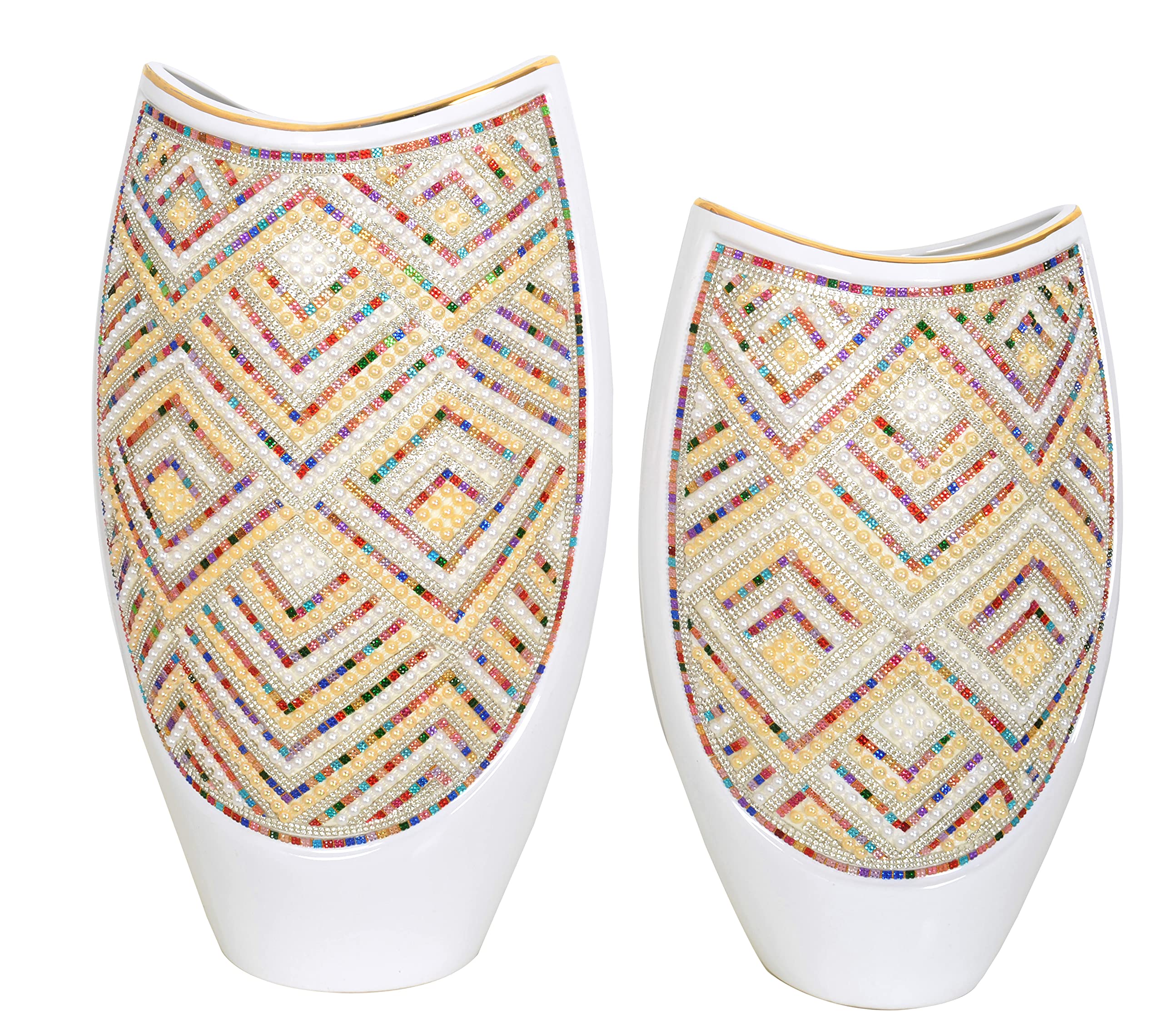 2 Pack White Crystal Rainbow Vases - Elegant Glass Flower Vases for Home Decor, Wedding Centerpieces & Gift Giving