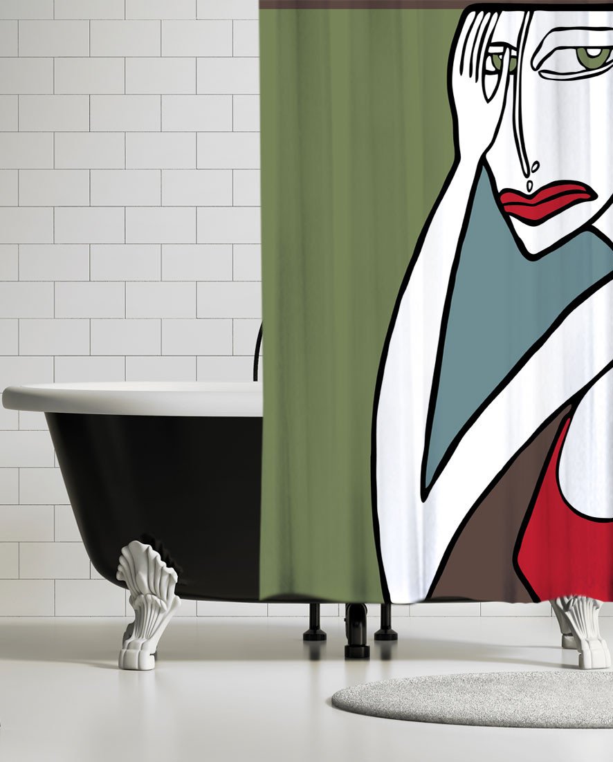 Stylish 71x74 Inch Green Hazel Mazel Fabric Shower Curtain - Waterproof Bathroom Decor for Modern Homes - Perfect for Spa-Like Showers & Guest Bathrooms