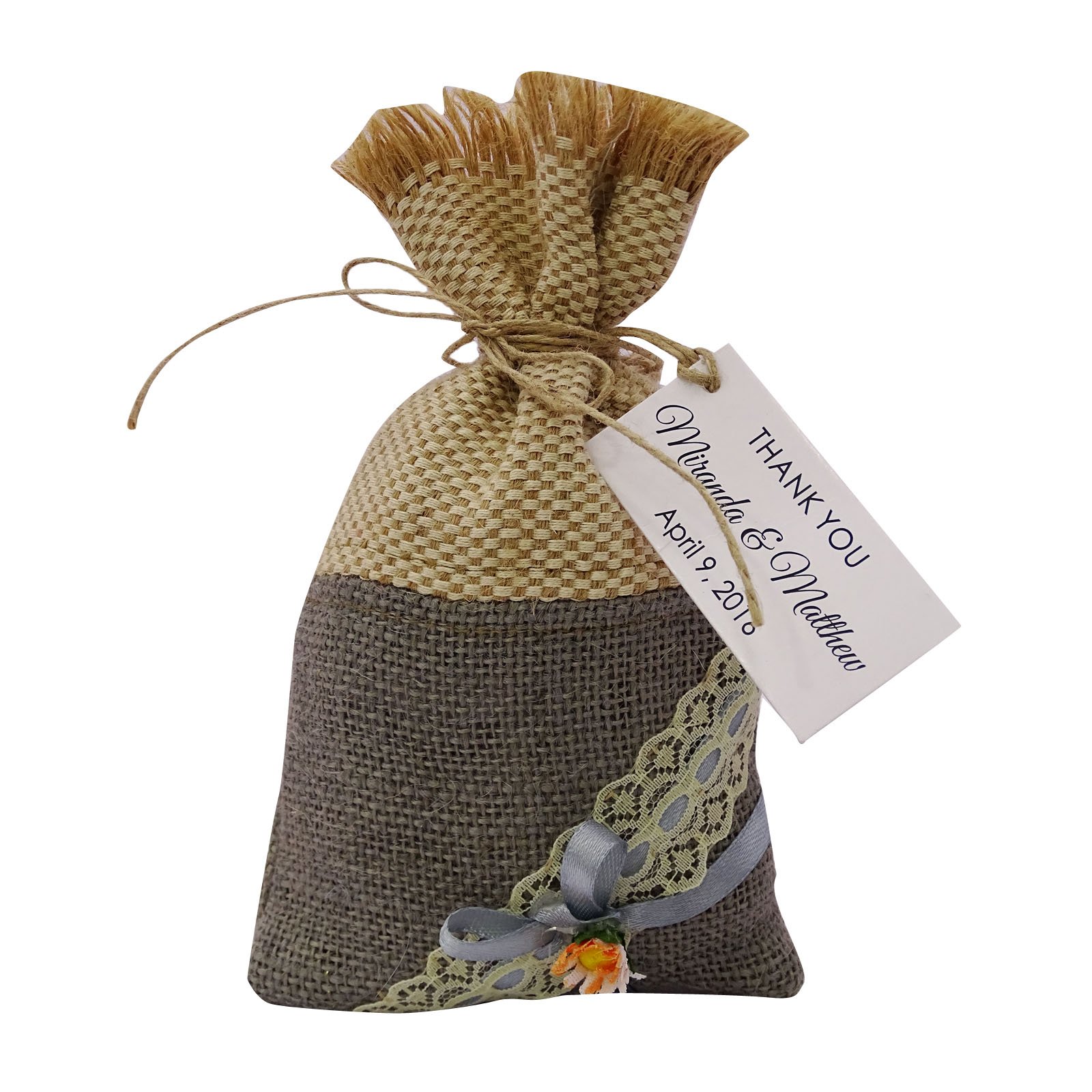 20 Rustic Wedding Burlap Favor Bags 4