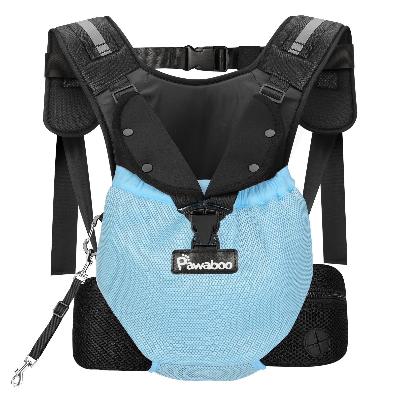 Pawaboo Adjustable Pet Carrier Backpack for Small to Medium Dogs - XL Size with Waist Belt & Chest Strap | Comfortable Bike, Hiking, Travel & Camping Backpack for Pets | Durable Blue Dog Carrier for Outdoor Adventures