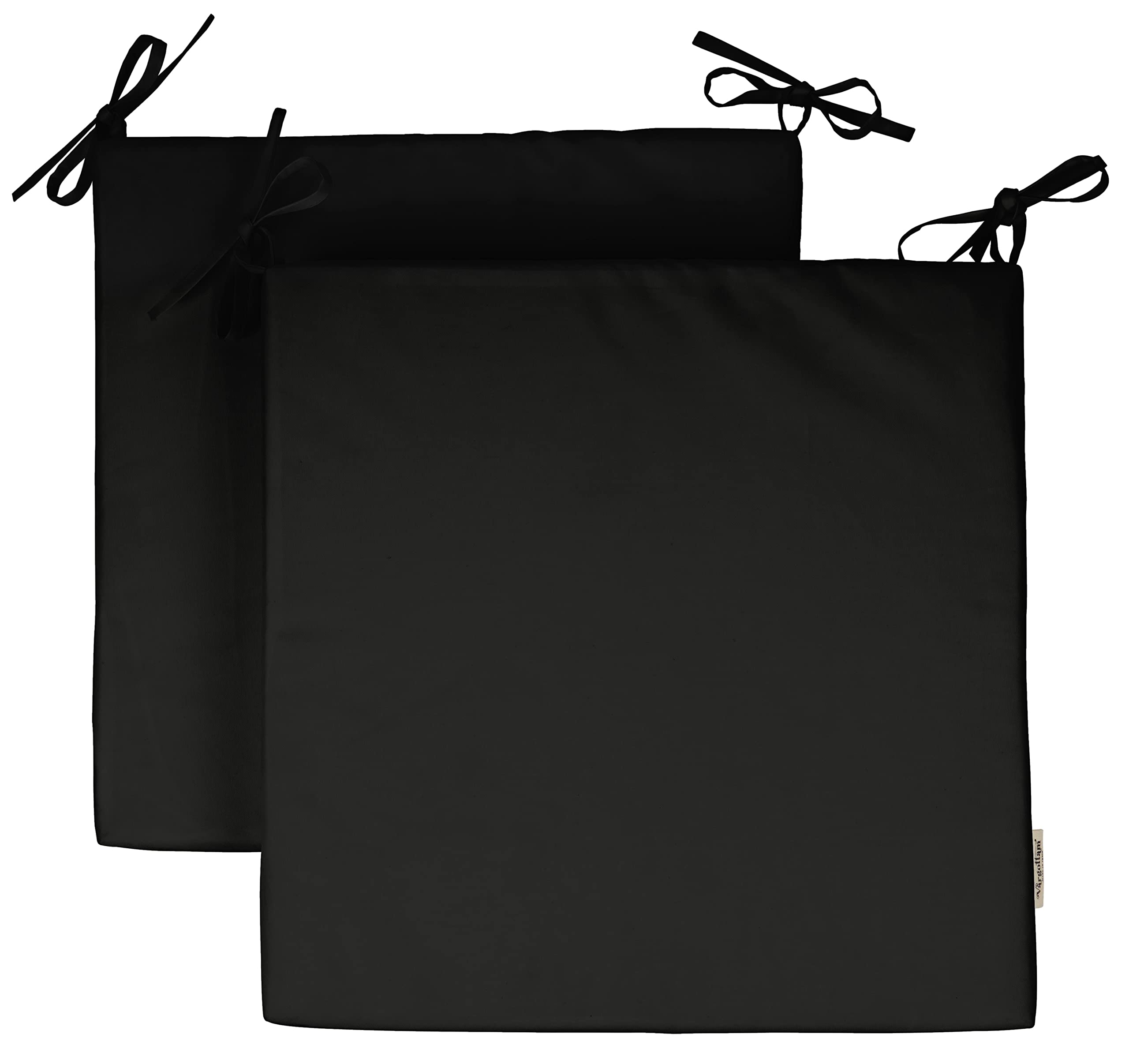 20x20 Inch Indoor/Outdoor Square Chair Cushions with Ties - Set of 2 Black Patio Seat Cushions for Garden Furniture, Deck Chairs & Outdoor Decor - Perfect for Backyard, Poolside and Patio Relaxation