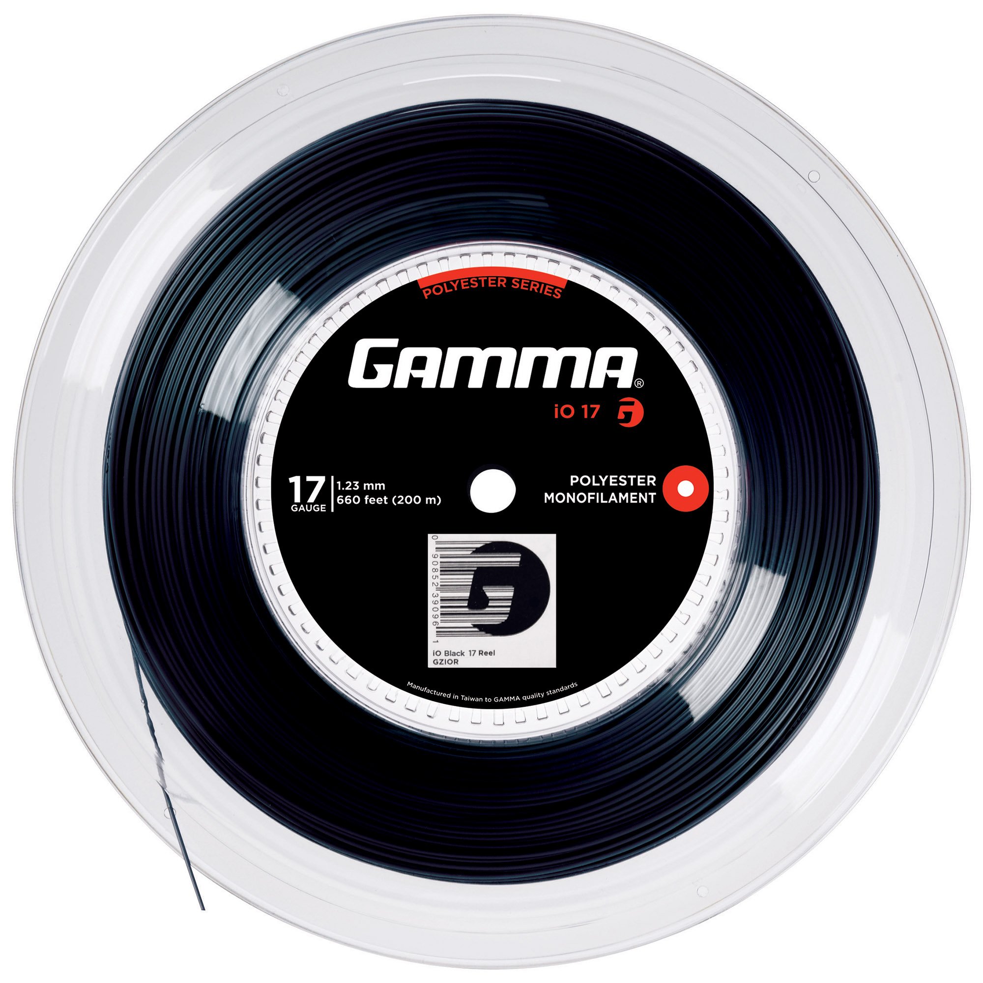 Gamma Sports iO 17g Tennis String Reel - 660 Feet Black | Professional Tennis String for Durability & Performance | Perfect for Tournament Play & Training Sessions