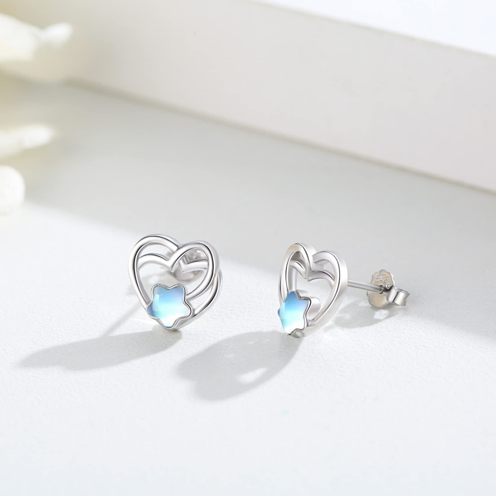 925 Sterling Silver Hypoallergenic Moonstone & Turquoise Dangle Earrings for Women - Elegant Stud Drop Earrings Fashion Jewelry Gift for Mother's Day, Birthday & Special Occasions