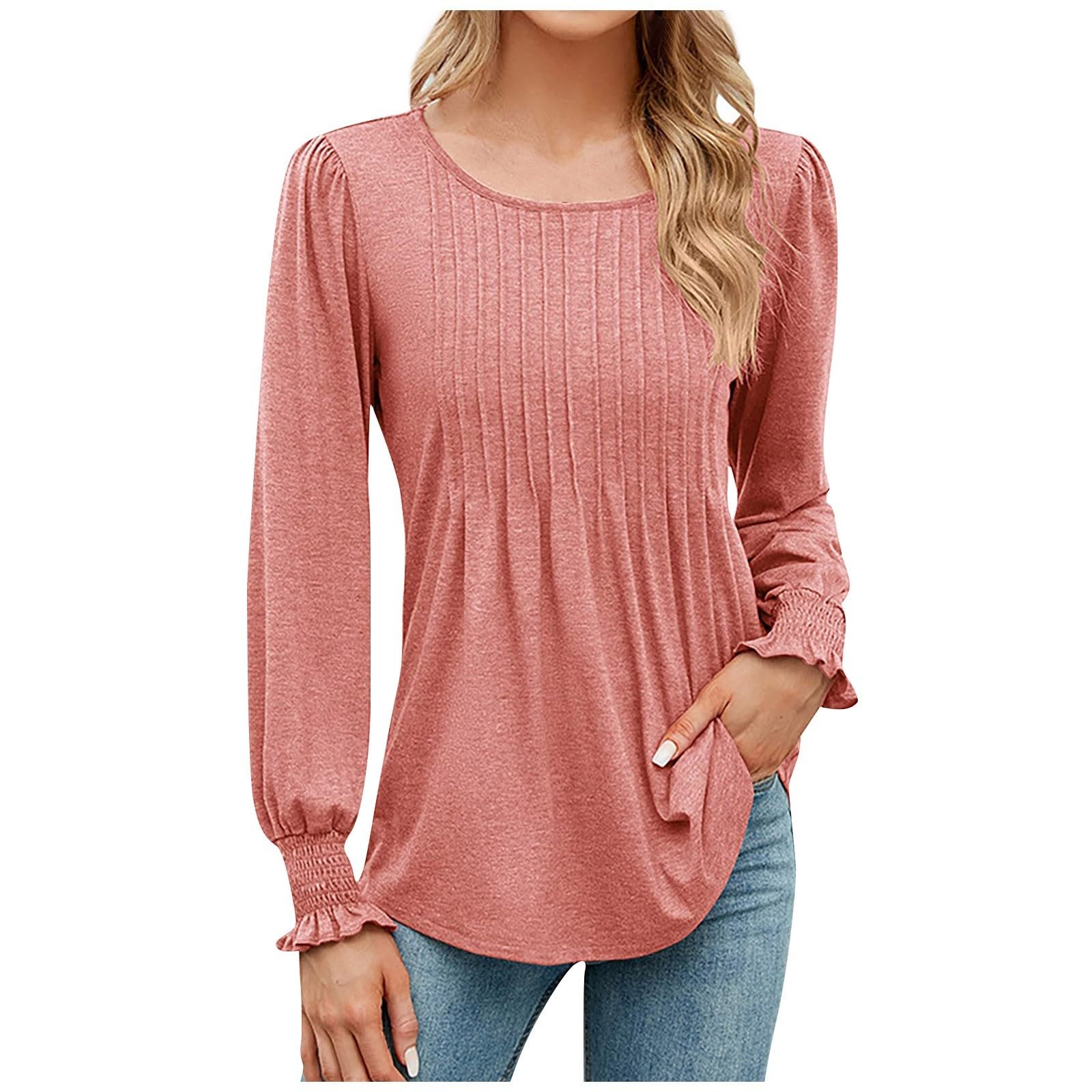 Women's Long Sleeve Dressy Tops - Loose Fitted Oversized V-Neck T-Shirt & Y2K Sweatshirt for Fall | Casual Wear, Layering, Office Outfits & Street Style