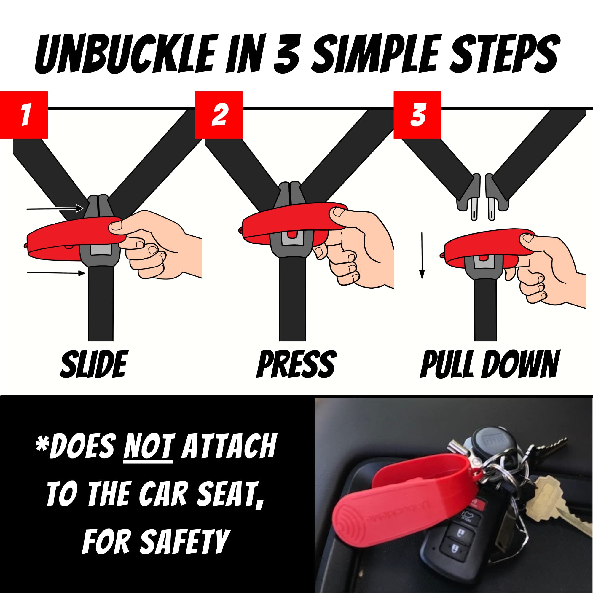 UnbuckleMe Car Seat Buckle Release Tool - Red & Blue 2 Pack - Essential for Parents & Caregivers - Perfect for Cars, SUVs & Travel - Makes Unbuckling Child Car Seats Effortless