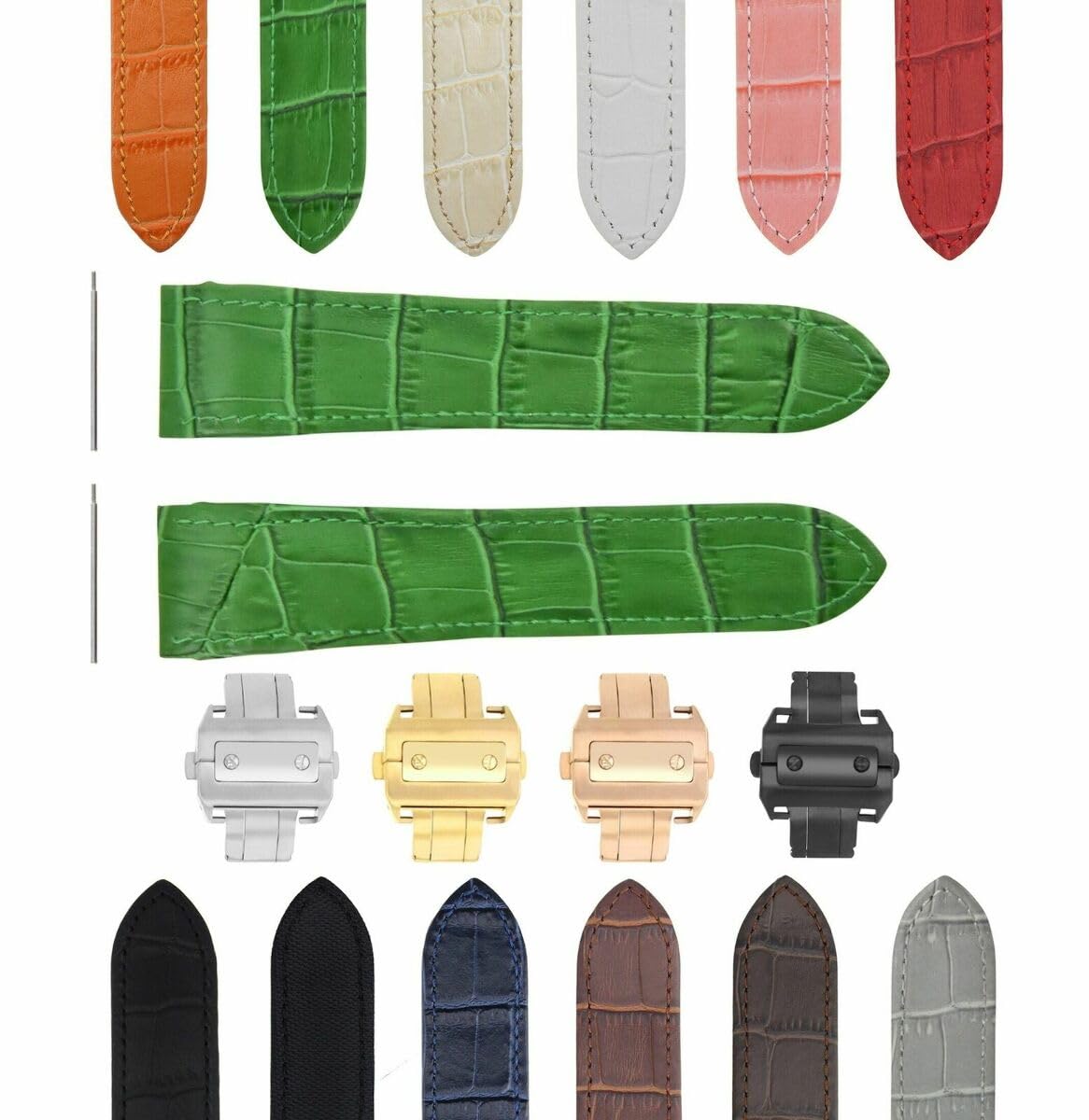 Premium 20-23-24.5mm Genuine Leather Watch Band Strap Replacement for Cartier Santos 100 XL & Chrono - Includes Deployment Clasp | Dress Watches, Business Attire, Formal Occasions
