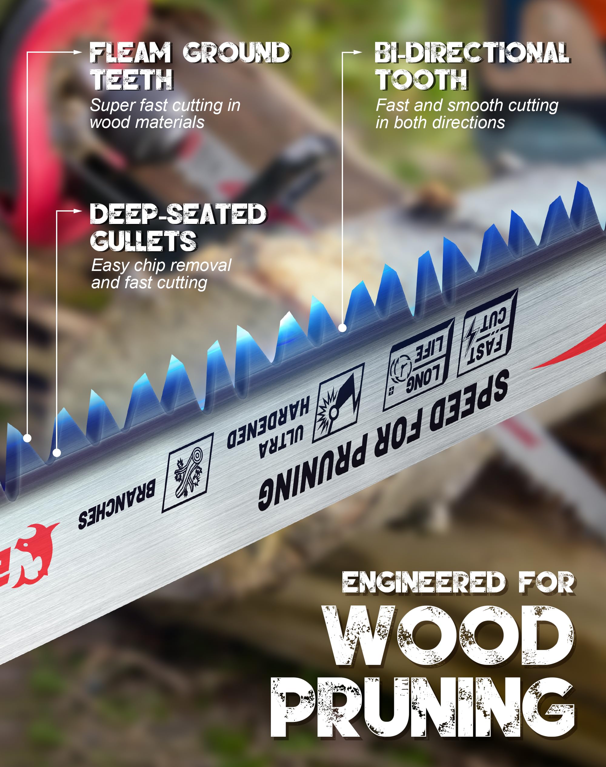 EZARC 9 Inch Wood Pruning Reciprocating Saw Blades - 10 Pack with Fleam Ground Teeth for Tree Trimming, Wet Wood Cutting, and DIY Projects | Perfect for Landscaping, Gardening, and Professional Arborist Work