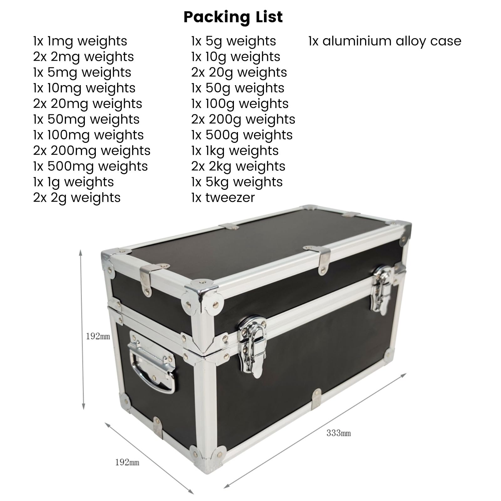 Premium F Grade Stainless Steel Calibration Weight Kit (1mg-5kg) - 28-Piece Set with Aluminum Alloy Case & Tweezers - Precision Weighing for Laboratories, Jewelers & Pharmacies