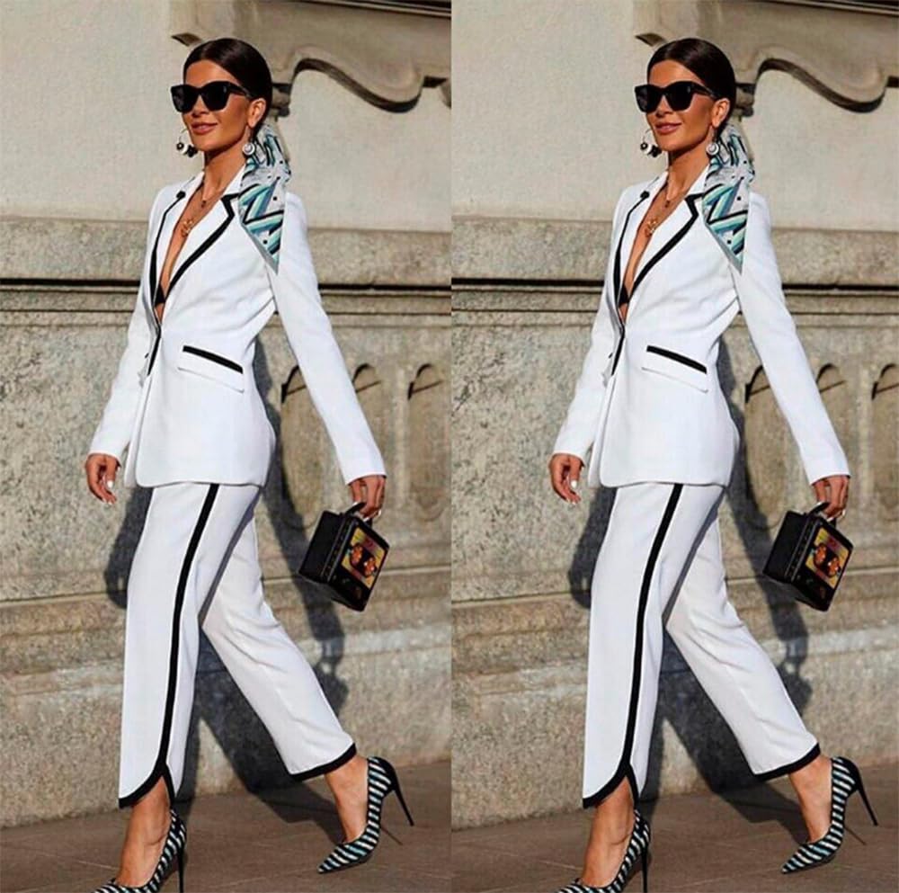 Women's Modern Fit Suit Set - Notch Lapel Blazer & Pants for Homecoming, Job Interview, Office Wear | Professional Business Attire for Women