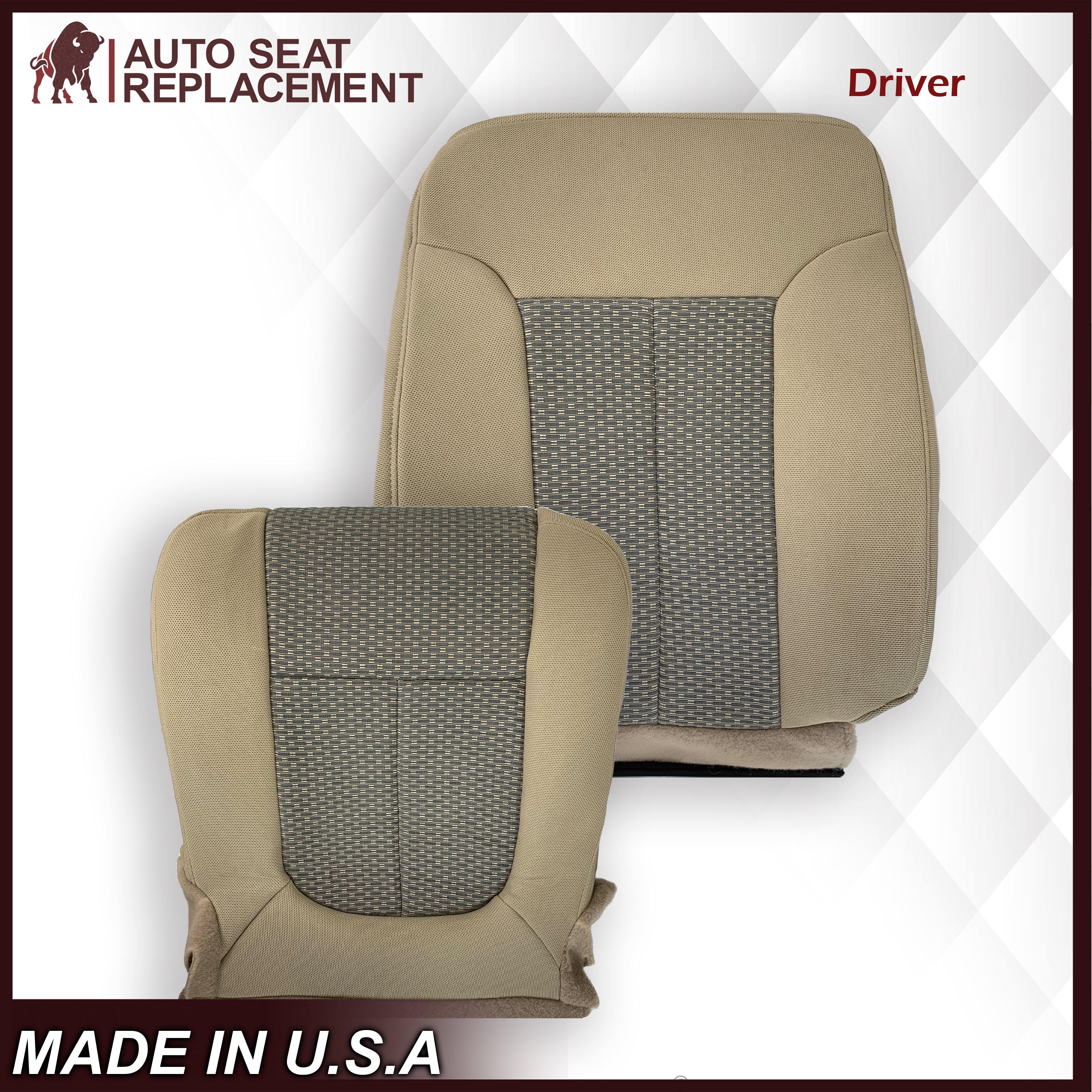 2011-2014 Ford F250 F350 F450 F550 XLT Truck Custom Fit Tan Cloth Seat Covers - Durable & Comfortable Replacement for Worn Seats - Perfect for Work Trucks, Off-Roading & Daily Commuting
