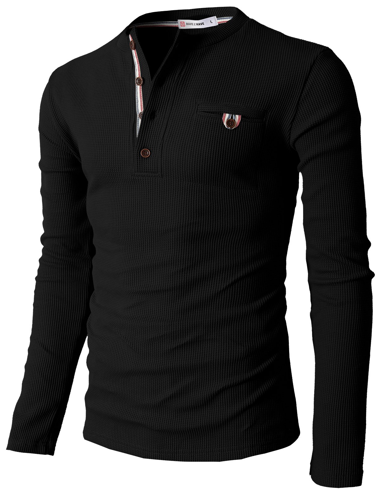 Men's Slim Fit Henley Shirt - Lightweight Cotton Waffle Fabric Long Sleeve Casual Shirt for Everyday Wear, Date Night & Outdoor Activities