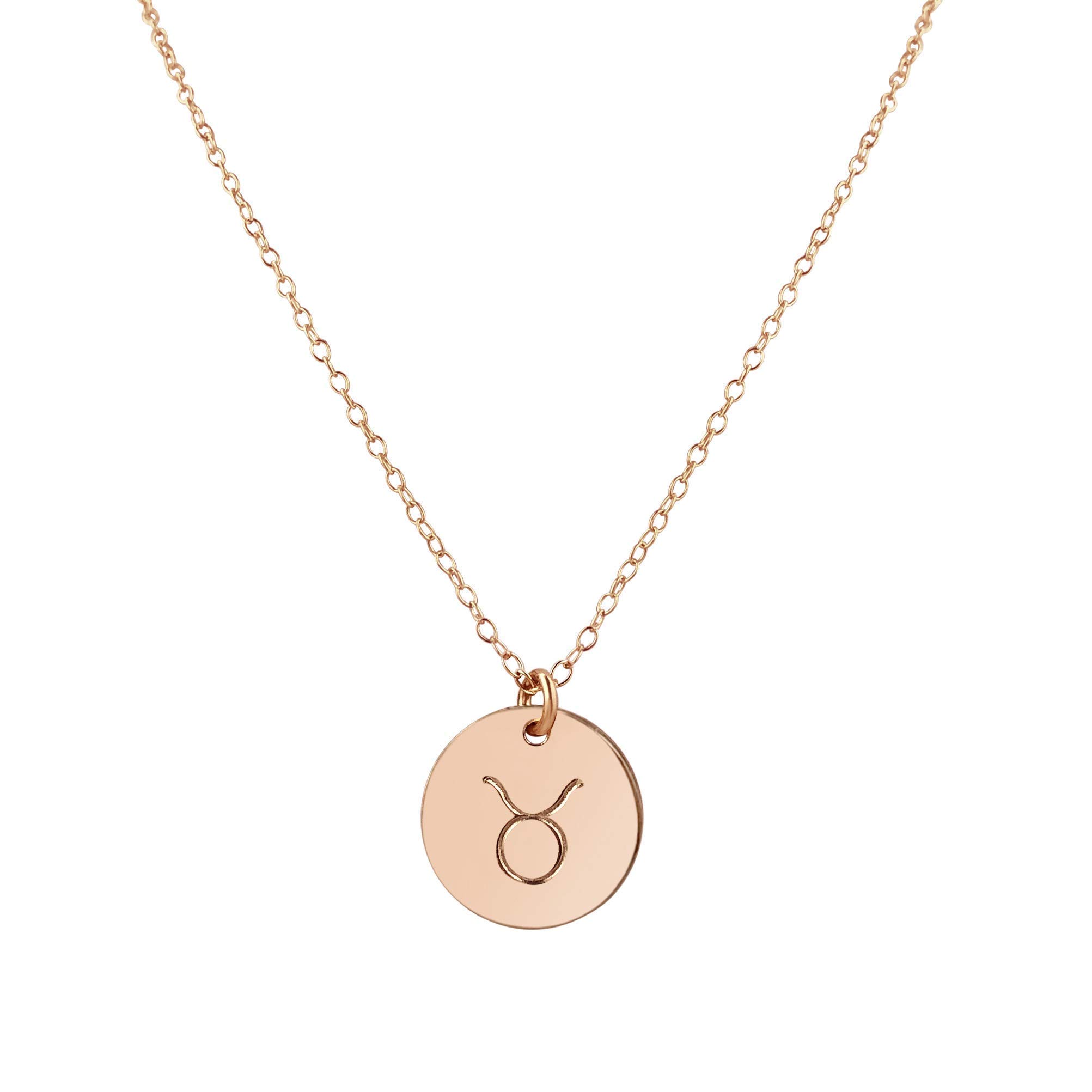 Rose Gold Taurus Zodiac Necklace for Women & Men - 16