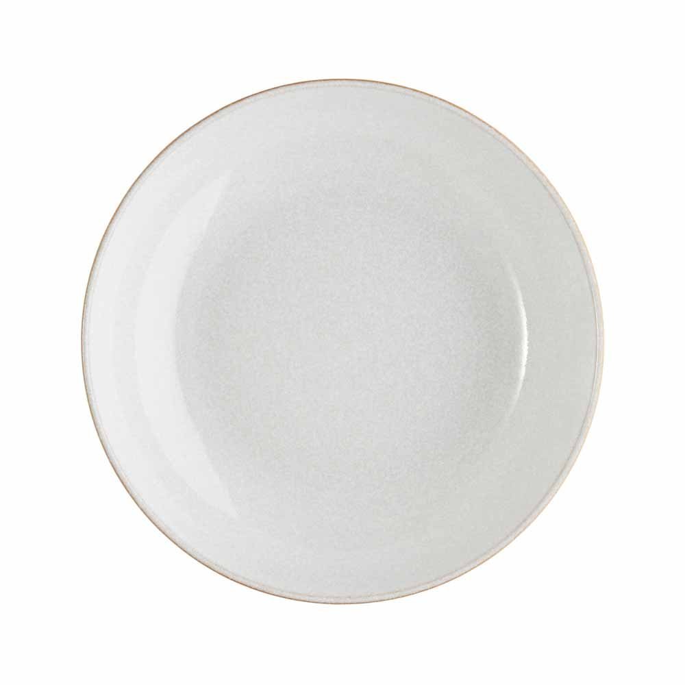 Denby Elements Light Grey Pasta Bowls Set of 4 - 22cm Microwave & Dishwasher Safe Ceramic Stoneware - 1050ml Chip Resistant Dinnerware for Pasta, Salad, Soup - Elegant Pale Grey & White Tableware for Restaurants & Home Dining