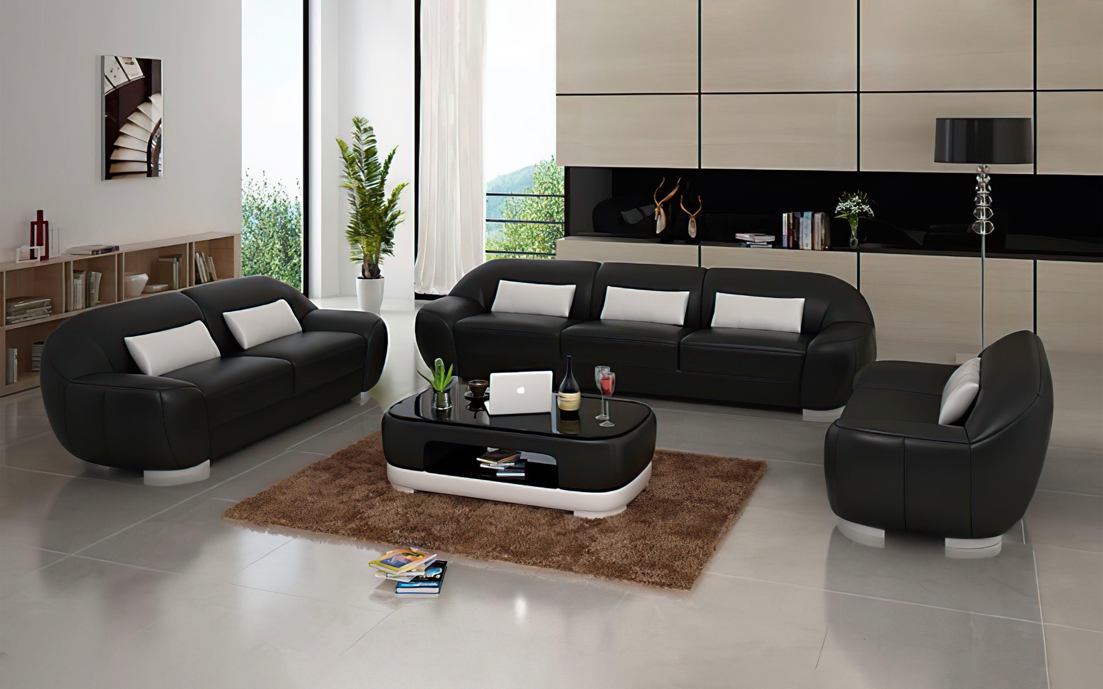 Semira Modern Leather Sofa Set - 3-Piece Contemporary Living Room Furniture for Home & Office - Perfect for Family Gatherings, Movie Nights & Relaxation