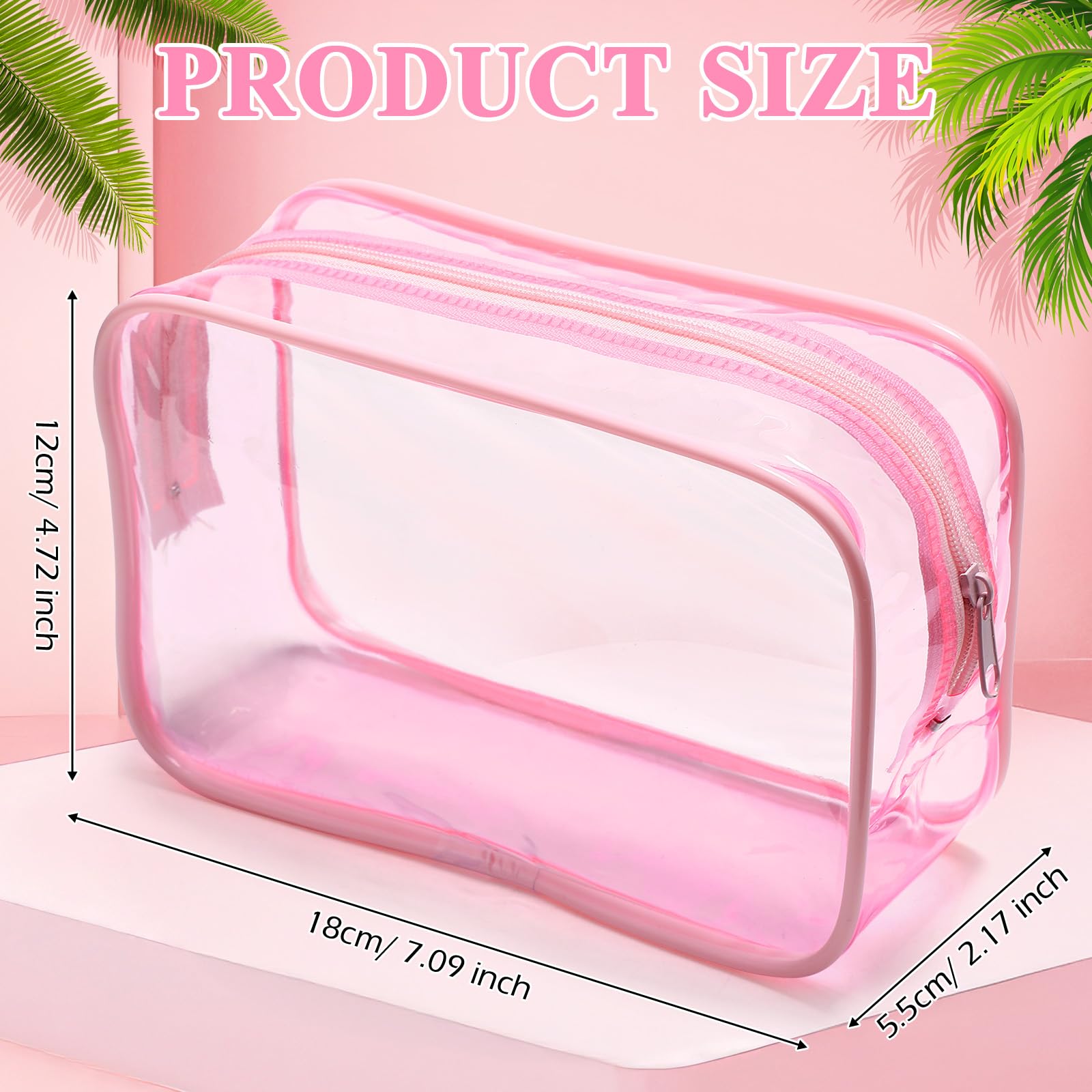 12-Piece Clear PVC Makeup Bags Set - Waterproof Cosmetic Storage Pouches with Zipper for Women | Travel Toiletry Organizer, Bathroom Essentials & Daily Makeup Organization