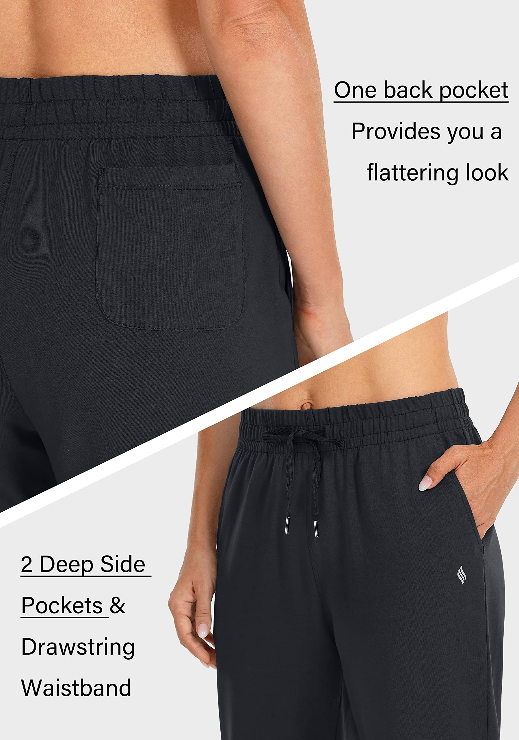 **SANTINY Women's High-Waisted Cotton Sweatpants - Soft Lounge & Yoga Pants with Pockets - Comfortable Casual Pants for Home, Workout & Travel**