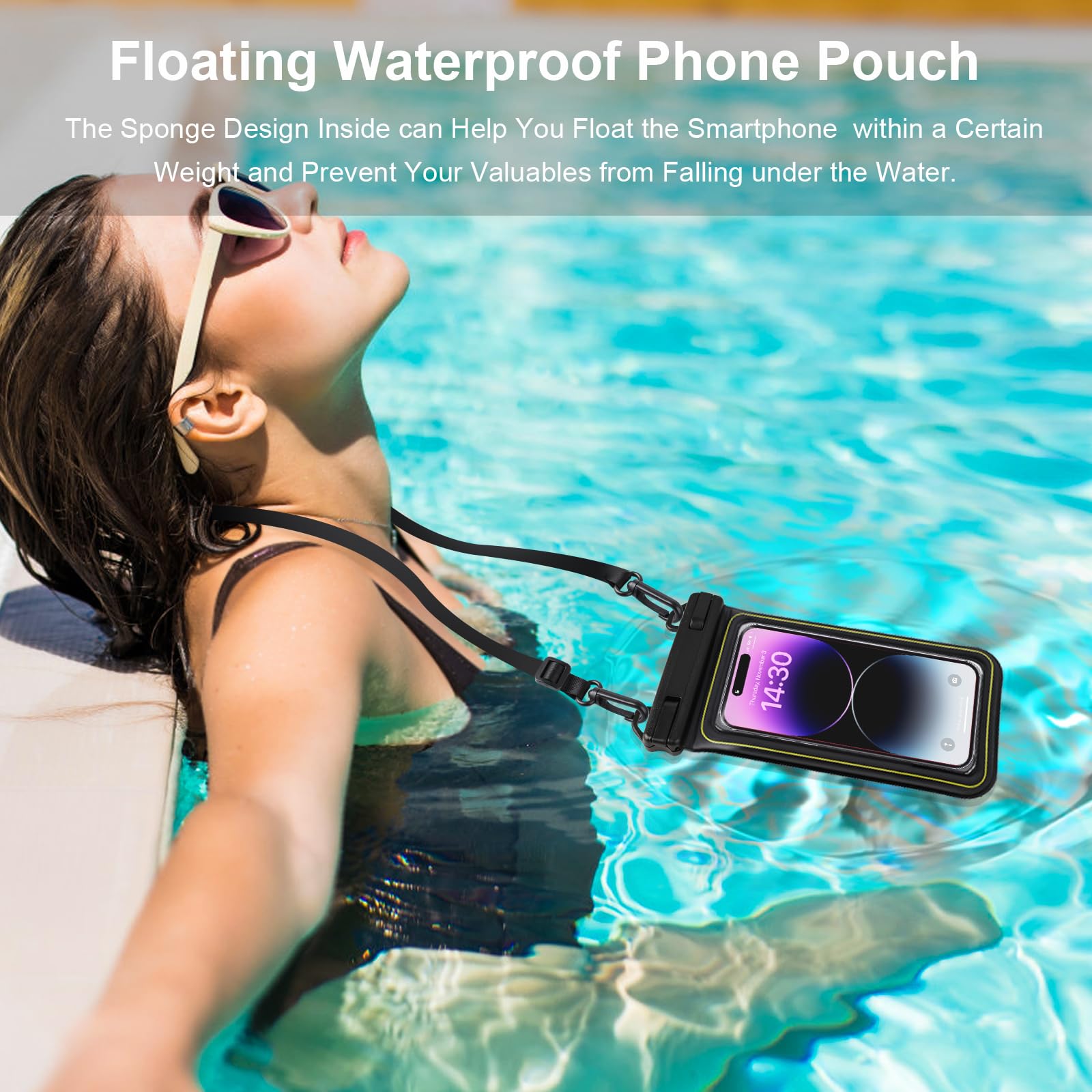 Waterproof Phone Pouch Floating - IP68 Waterproof Phone Case with Adjustable Lanyard for iPhone 16 Pro/15/14/13 Pro Max, Galaxy S25/S24/S23, Pixel (Up to 6.7