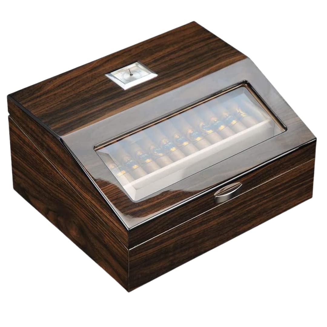 Premium Walnut Wood Cigar Humidor Cabinet with Spanish Cedar Lining - Perfect Cigar Storage Case for Best Man Gifts, Wedding Groomsmen & Home Bar Accessories (Ideal for Cigar Aficionados & Collectors)