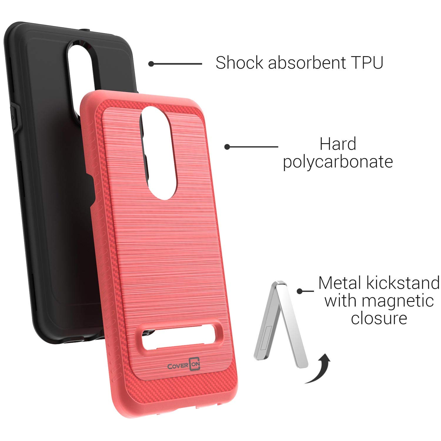 CoverON Metal Kickstand Case for LG Aristo 4 Plus & LG Prime 2 - SleekStand Series in Racing Red | Perfect for Hands-Free Viewing & Gaming