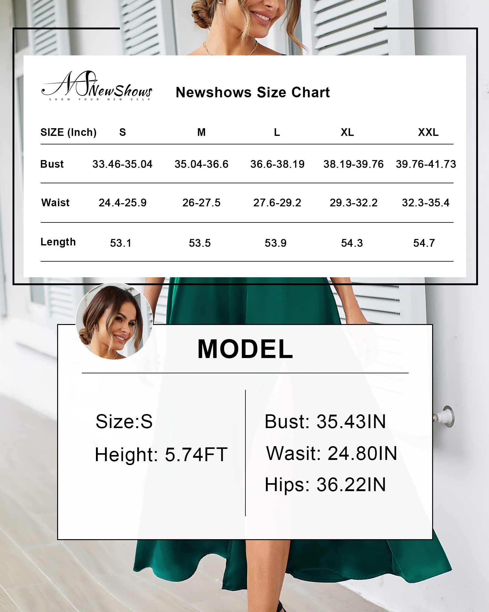 Newshows Women's 2024 Summer V-Neck Satin Cocktail Dress - Spaghetti Strap Sleeveless Long Slit Maxi Dress for Wedding Guest, Party, Evening & Special Occasions