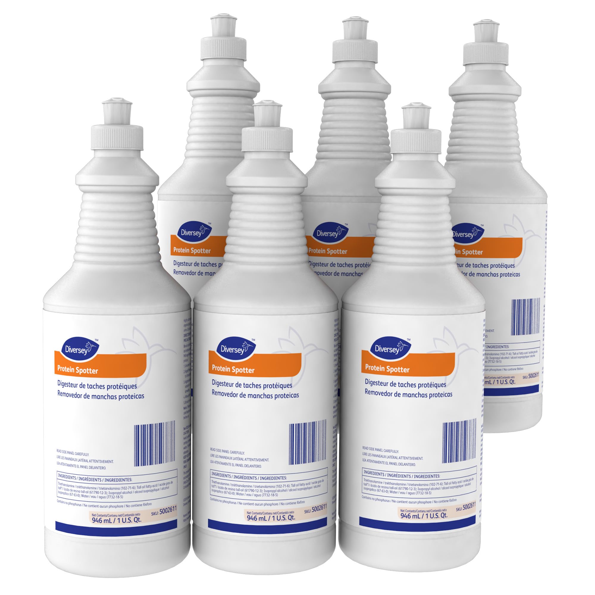 Diversey 5002611 Protein Spotter - Ready-to-Use Carpet Cleaner for Organic Stains, Bodily Fluids, Urine, Blood & Vomit - 32 oz (6-Pack) | Ideal for Home, Office & Commercial Carpet Cleaning