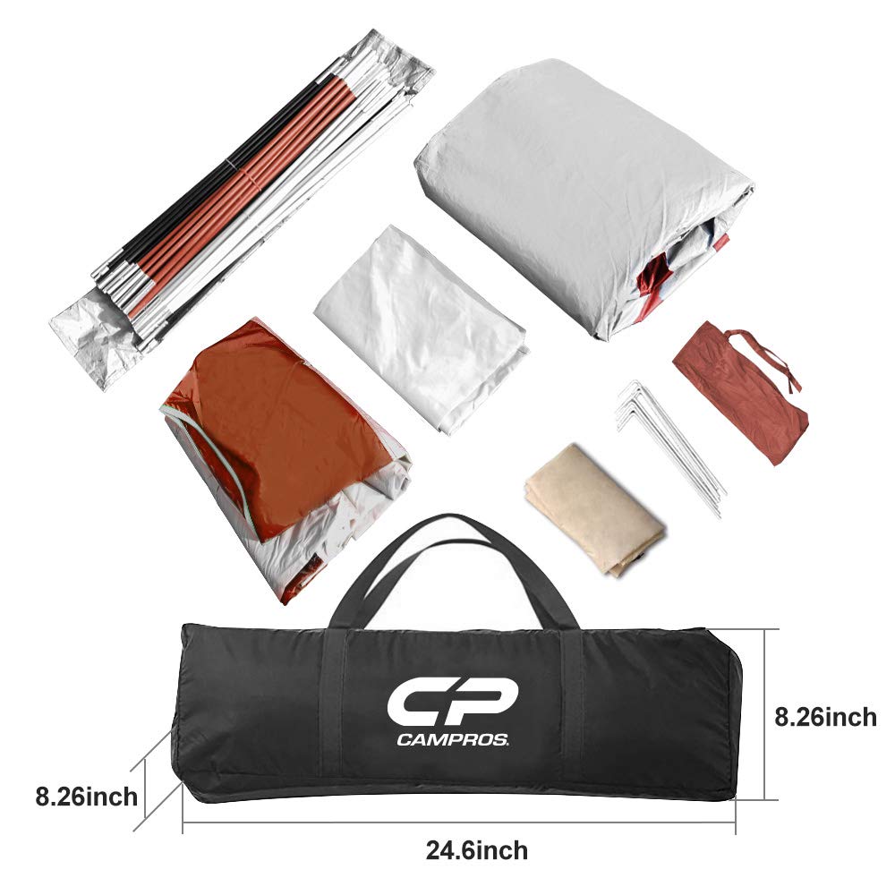 CAMPROS CP 8-Person Family Camping Tent - Waterproof & Windproof Outdoor Tent with 5 Mesh Windows, Double-Layer Design & Room Divider - Portable with Carry Bag - Perfect for Backpacking, Hiking & Family Camping Trips