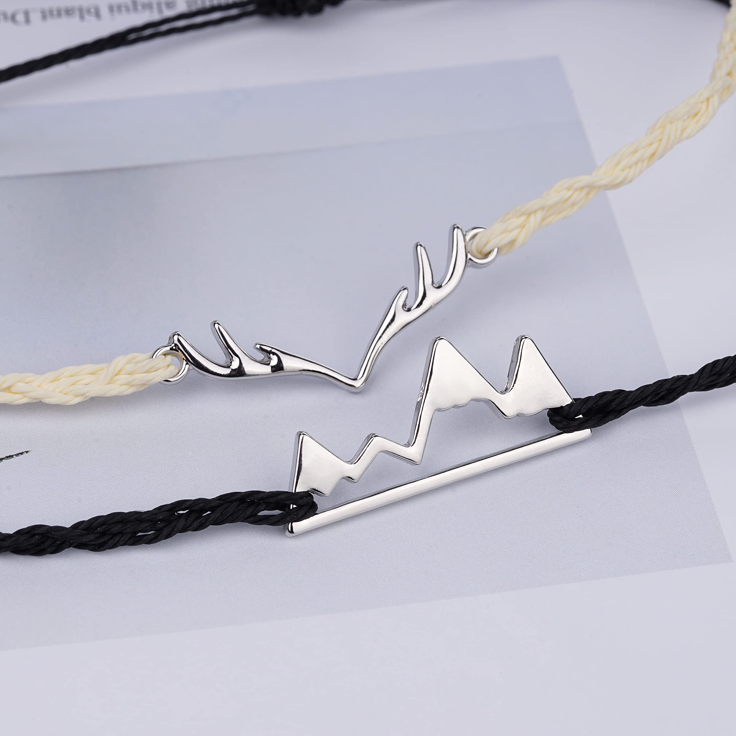 Deer Antler Adjustable Bracelet for Women & Men - Nature Inspired Mountain Jewelry with Snowy Range Design - Perfect for Outdoor Enthusiasts & Nature Lovers - Great Gift for Hiking, Camping & Adventure
