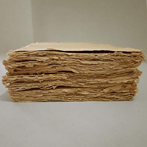 Handmade Deckle Edge Paper - Printer Friendly Blank Mixed Media Loose Leaf Sheets - 150 GSM Thick A4 Size - Pack of 50 Brown - Perfect for Scrapbooking, Journaling & Art Projects