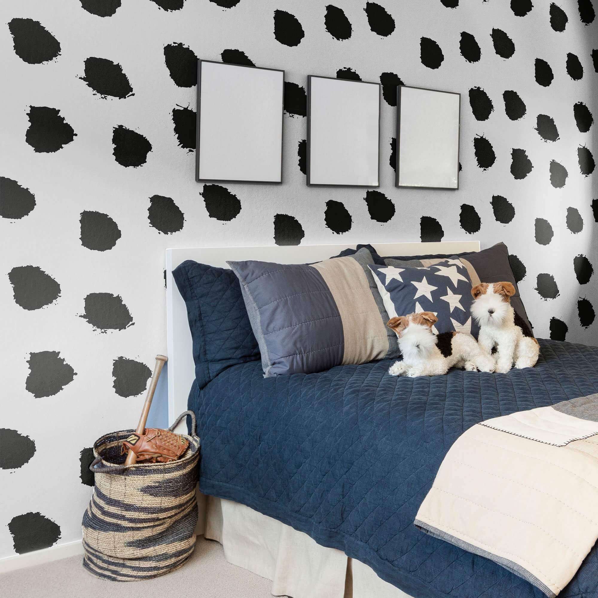 Black and White Dotted Peel and Stick Removable Wallpaper for Teens - Self-Adhesive Decorative Wall Covering for Bedroom, Dorm Room, and Home Decor