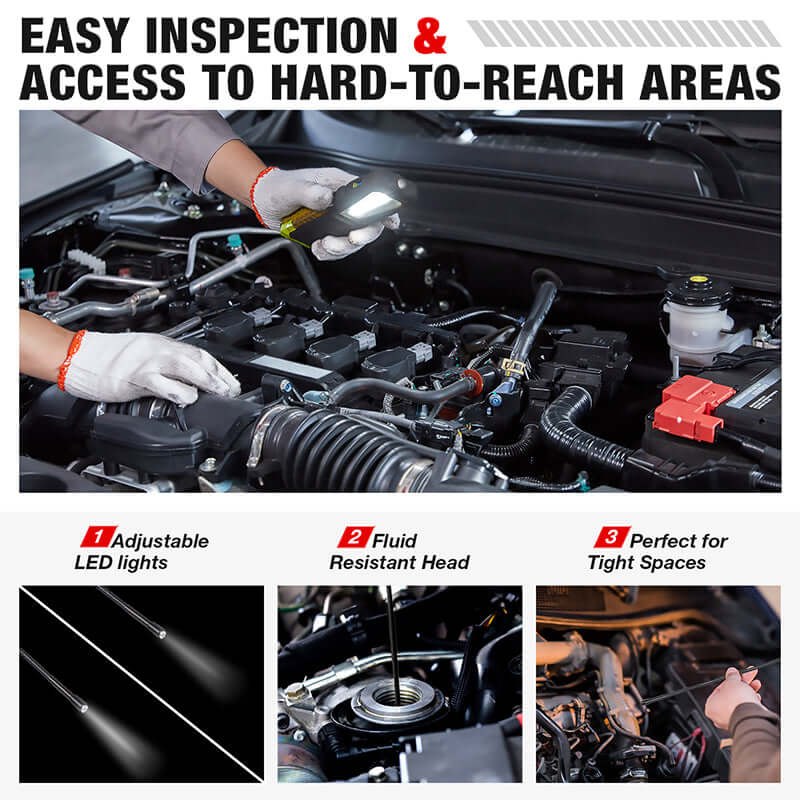 LAUNCH VSP 600 HD Video Borescope - 5.5mm Endoscope Camera with 6 LED Lights, 2.4