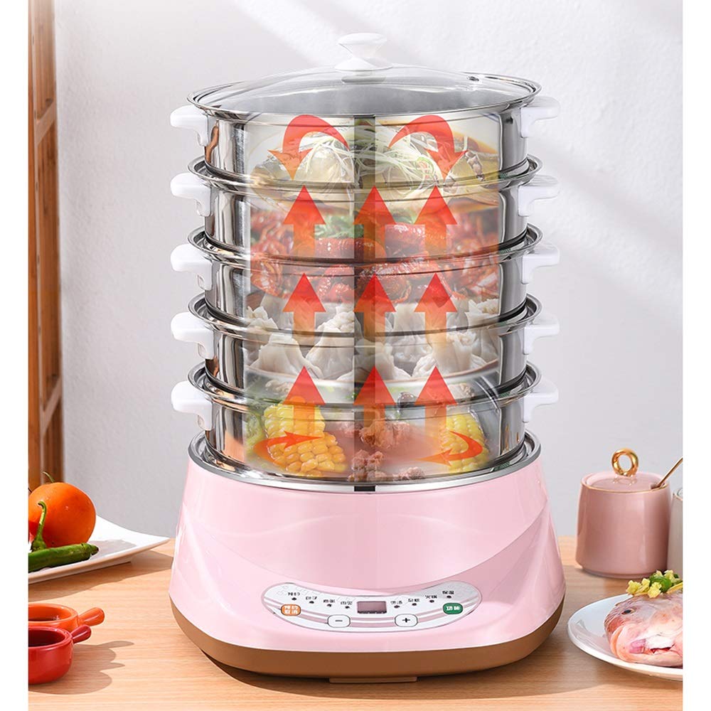 Multi-Function Electric Food Steamer with Auto Shut-Off & Timer - Stainless Steel Household Steamer for Healthy Cooking, Meal Prep & Baby Food - Perfect for Kitchens, Dorms & Offices