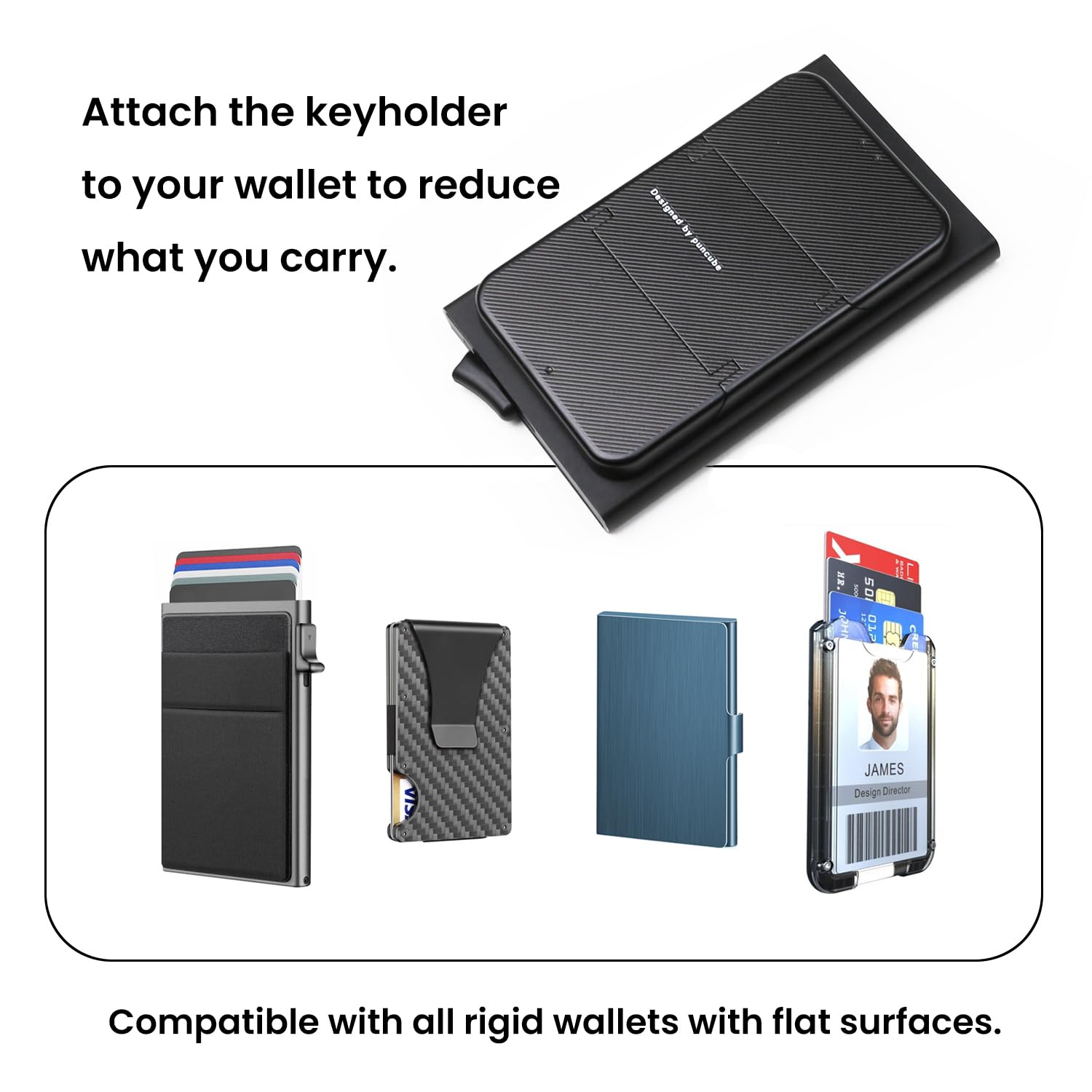 PUNCUBE Compact Key Holder & Keychain Organizer - Slim Ridge Key Case for Phone Sleeve - Minimalist Smart Keychain with Phone Stand - Perfect for Travel, Office & Everyday Carry