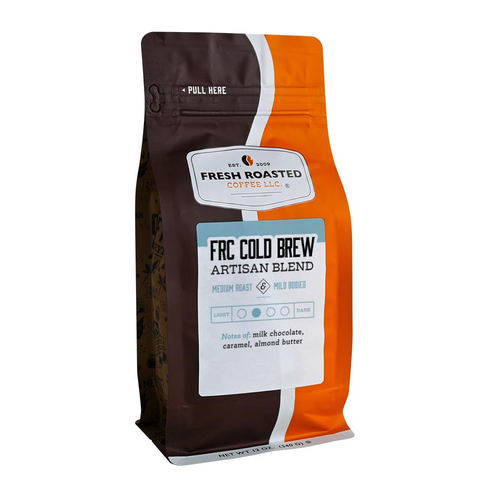 Fresh Roasted Medium Roast Whole Bean Coffee - FRC Cold Brew, 12 oz, Kosher Certified | Perfect for Home Brewing, Office Use & Gifts