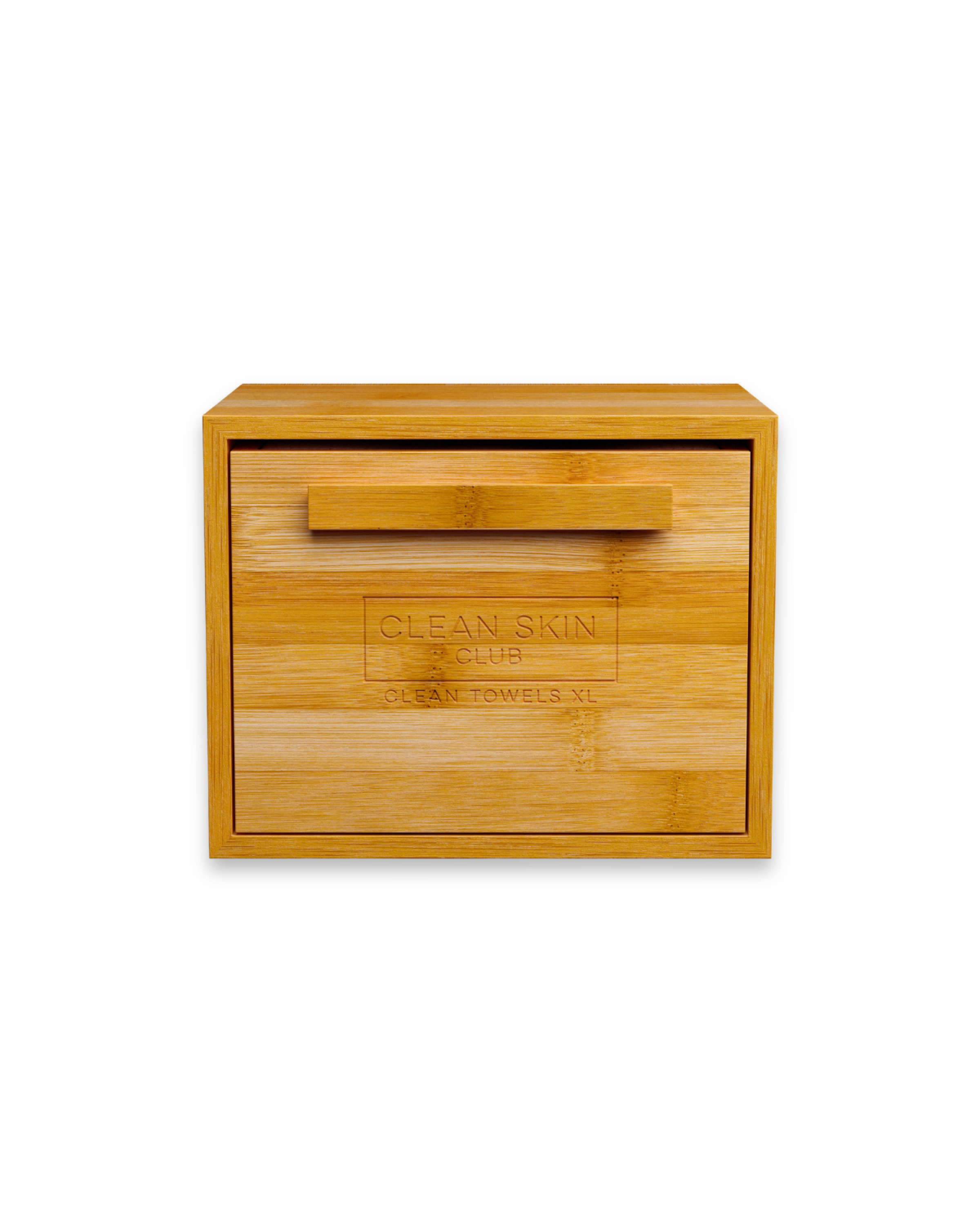 Clean Skin Club Luxe Bamboo Box with Drawer - Eco-Friendly Skincare Storage Organizer for Bathroom Vanity & Makeup Counter - Perfect for Storing Beauty Products & Cosmetics