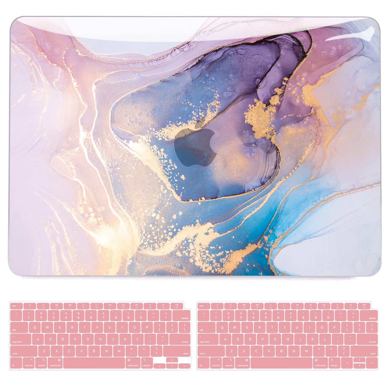 B BELK MacBook Air 13 inch Case (M1, 2021-2018 Models A2337/A2179/A1932) - Hard Plastic Protective Cover with Touch ID Cutout & 2 Keyboard Covers - Marble Design for Work, School & Travel