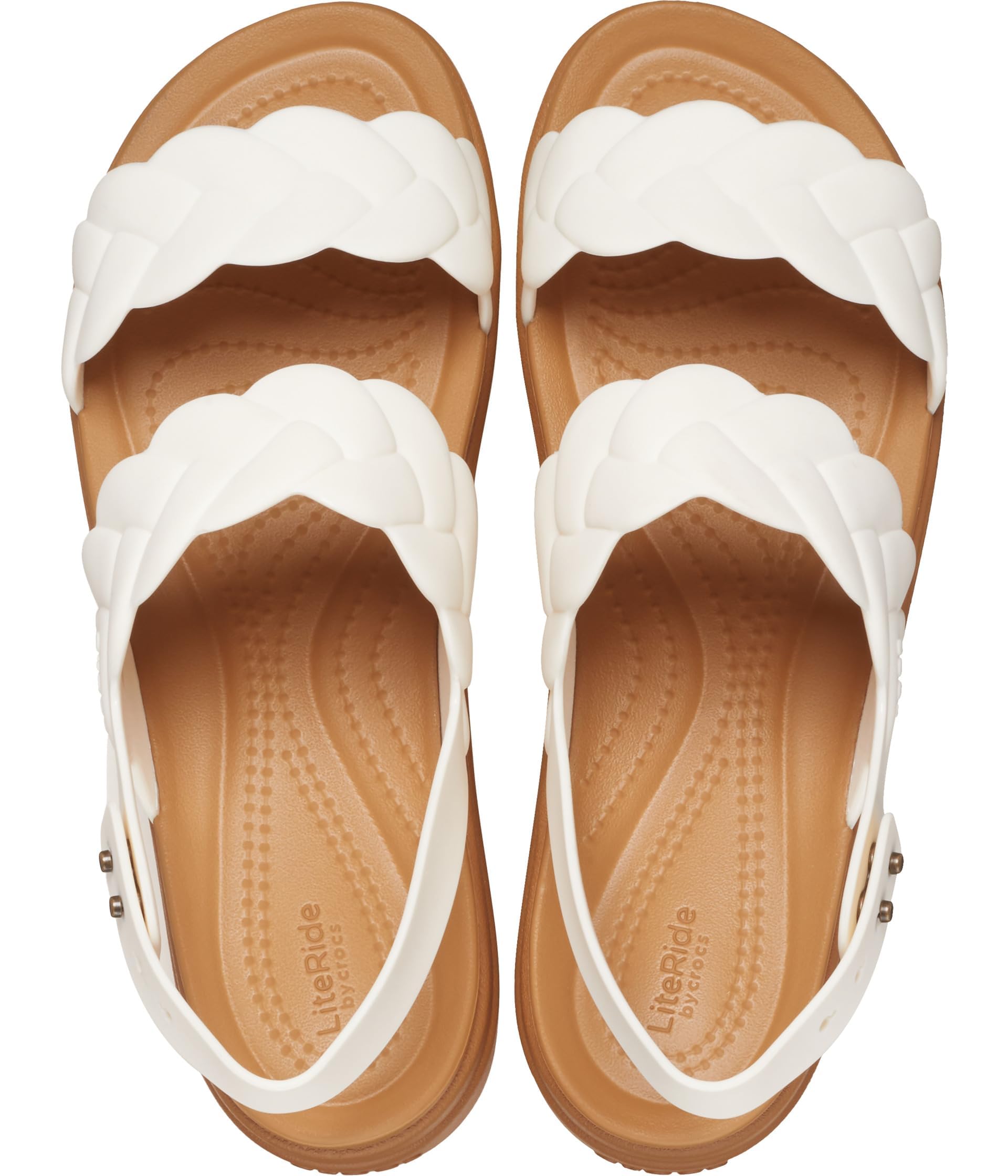 Crocs Women's Brooklyn Low Wedge Sandals - Comfortable Slip-On Casual Shoes for Women | Lightweight & Cushioned Walking Sandals | Perfect for Beach, Pool, and Summer Outfits (Chalk Woven, Size 7)