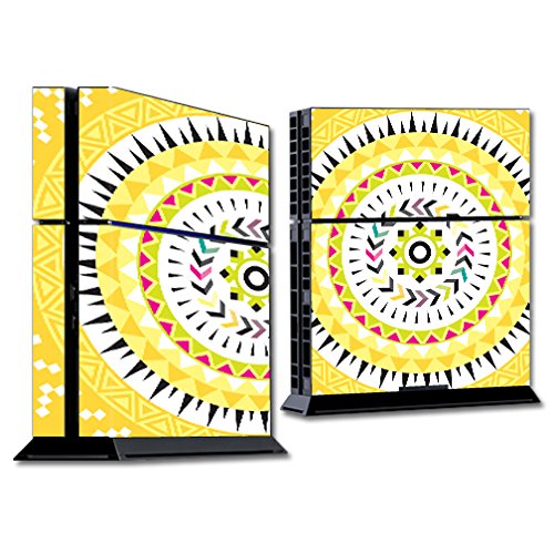 MightySkins PS4 Console Skin Wrap Sticker - Yellow Aztec Design | Compatible with Sony PlayStation 4 | Protective Decal for Gaming Setup & Personalization