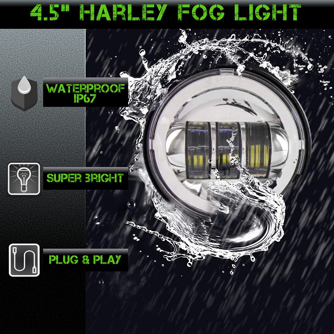 SLK-Customs 7 Inch LED Headlight & Fog Light Kit - DOT Approved Chrome Ring Lights for Harley Davidson Touring, Road King, Ultra Classic, Electra Glide, Street Glide, Heritage Softail, Slim, Deluxe & Fatboy - Perfect for Night Riding & Enhanced Visibility
