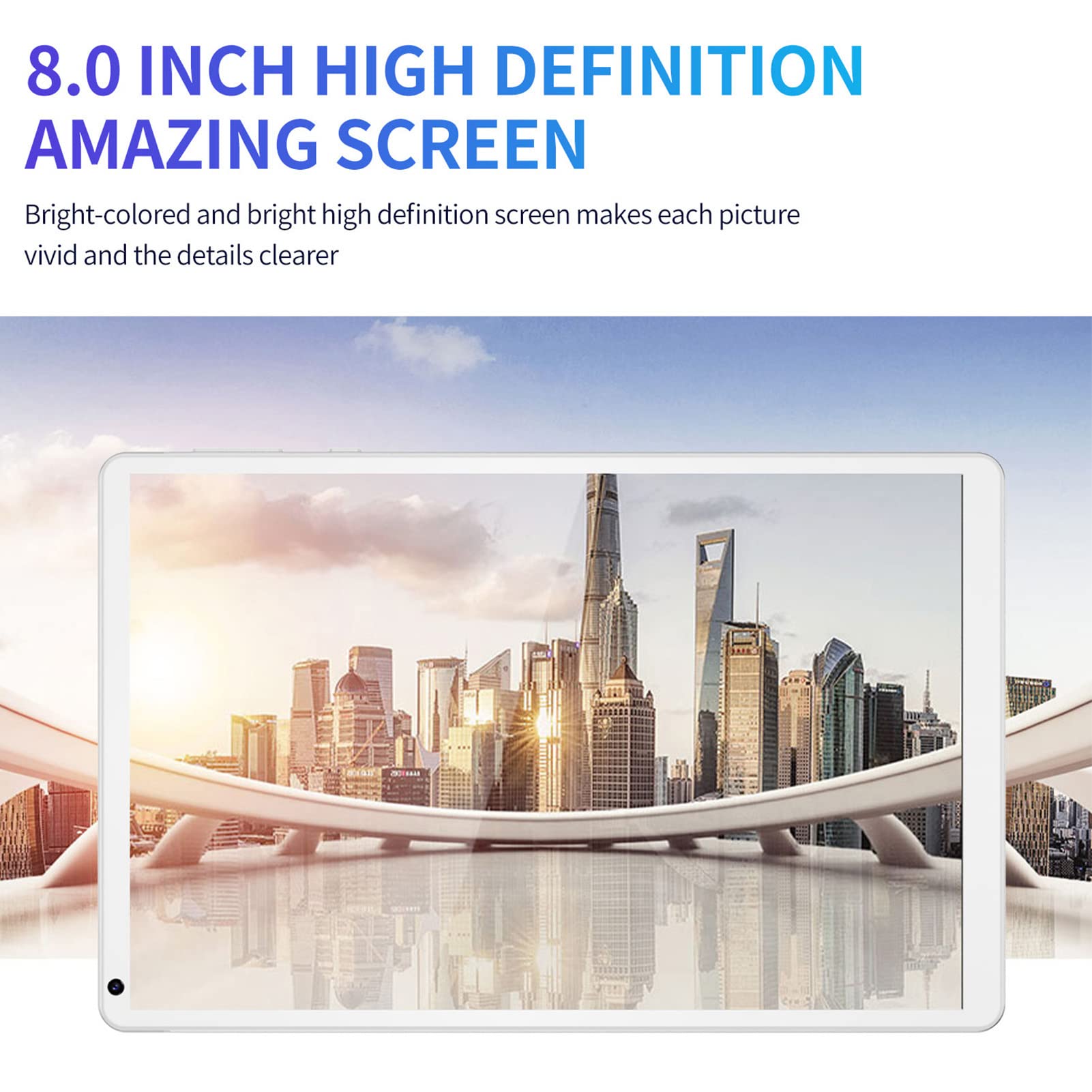 8 Inch Kids Tablet for Ages 6-12 | 2GB RAM 32GB Storage | Dual Camera WiFi Bluetooth IPS Screen | Octa Core Processor 4500mAh Battery | Learning & Entertainment Tablet for Toddlers (Black/White) - Perfect for Homeschooling, Travel & Educational Games