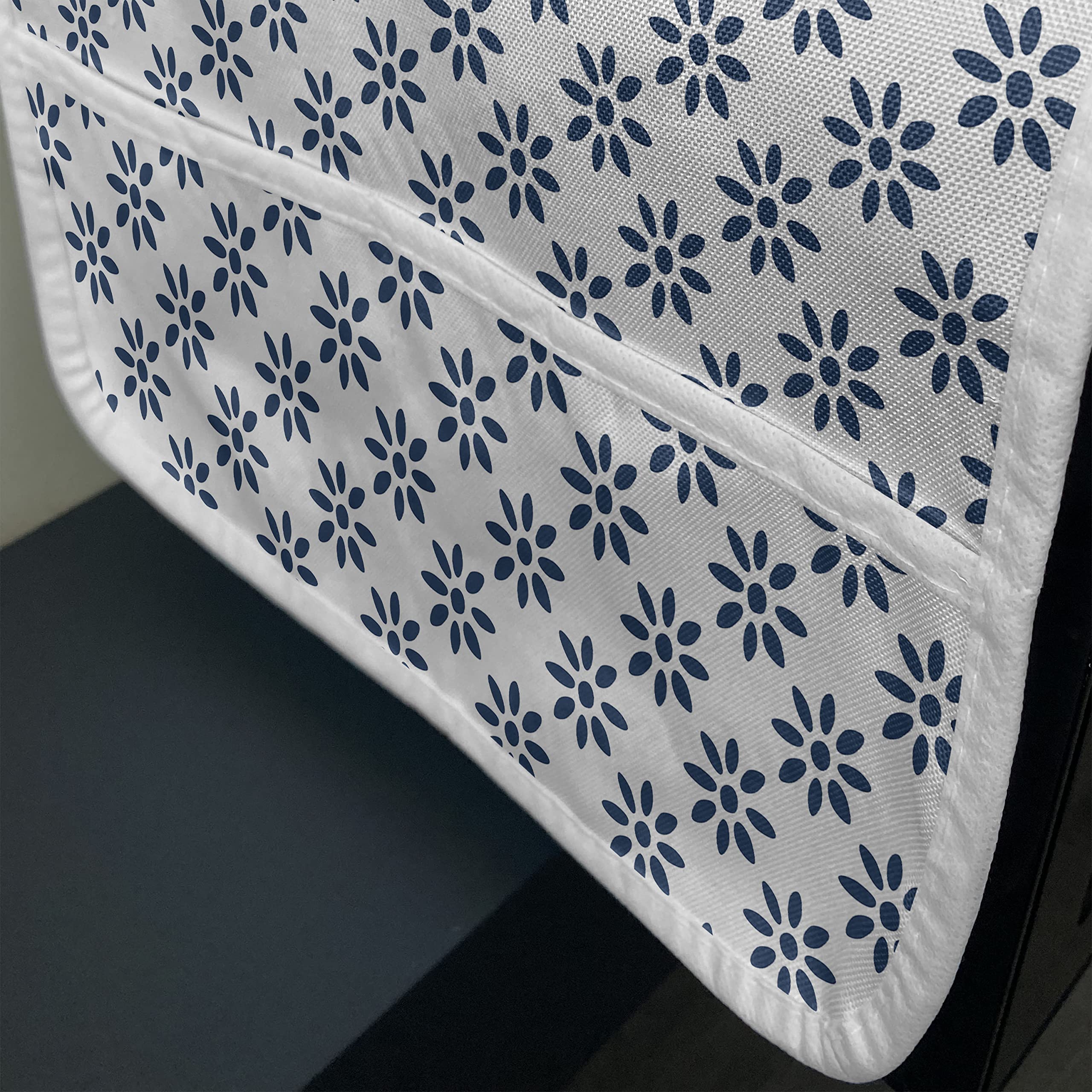 Ambesonne Floral Microwave Cover - Blue Abstract Flower Petals Design, Waterproof Kitchen Organizer with Pockets, 36