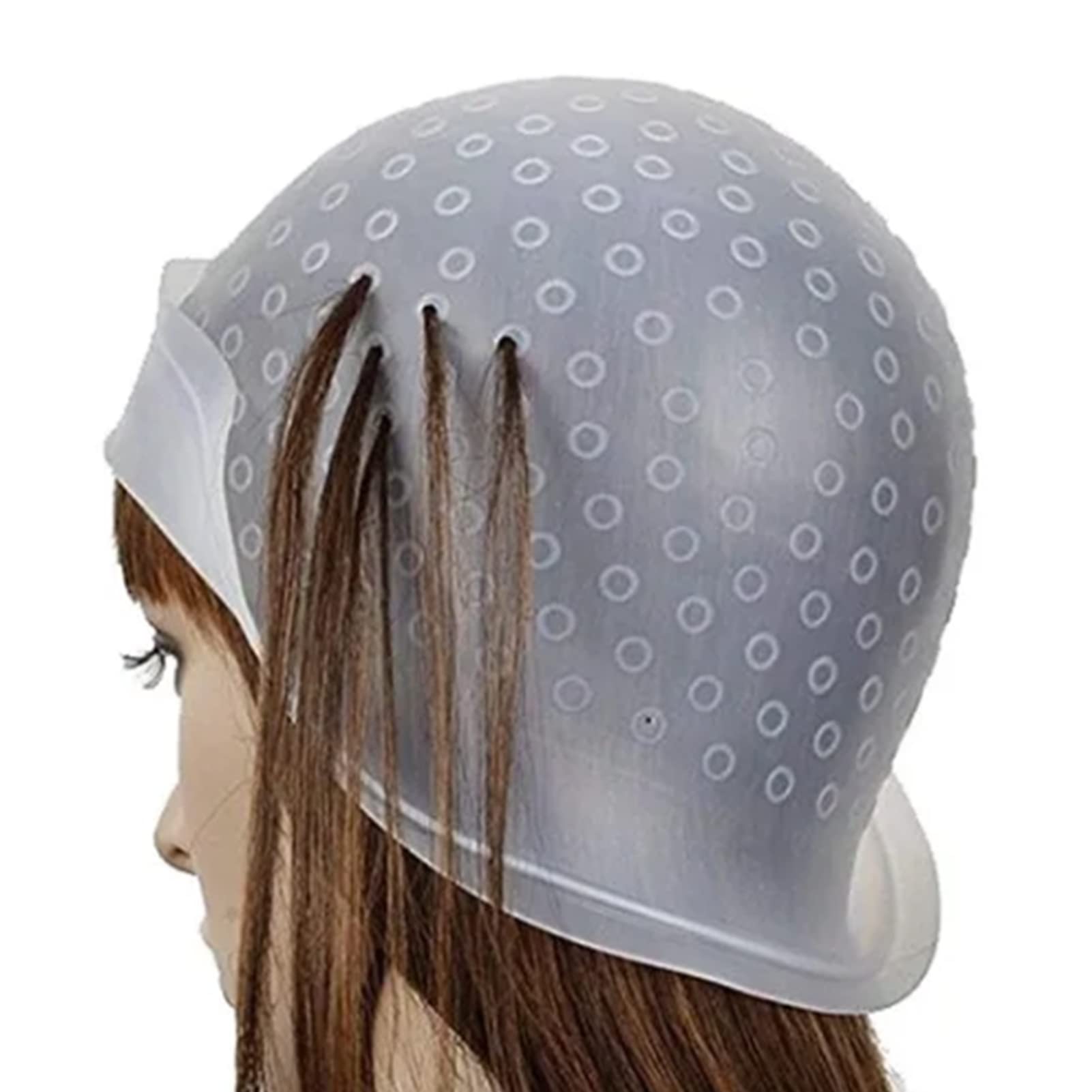 Professional Silicone Hair Highlighting Cap - Transparent White Salon Hair Dyeing & Coloring Tool for Balayage, Ombre, Highlights - Perfect for Home & Salon Styling