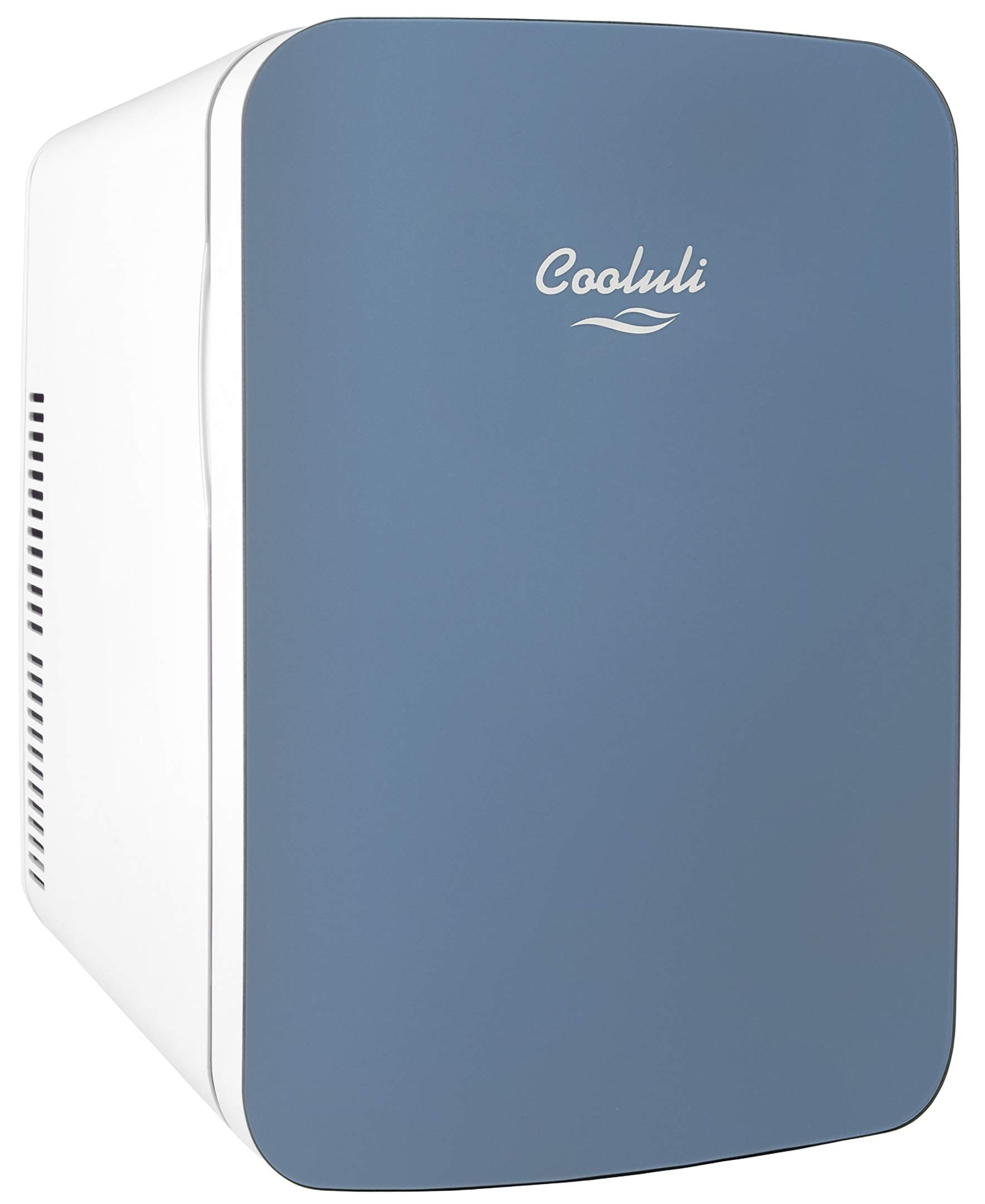 Cooluli 15L Mini Fridge for Bedroom, Car, Office & Dorm - 12V Portable Cooler & Warmer for Food, Drinks, Skincare & Makeup - AC/DC Compact Refrigerator with Glass Front (Blue, 15 Liter) - Perfect for Cosmetics Storage, Beverage Chilling & Snack Preservation